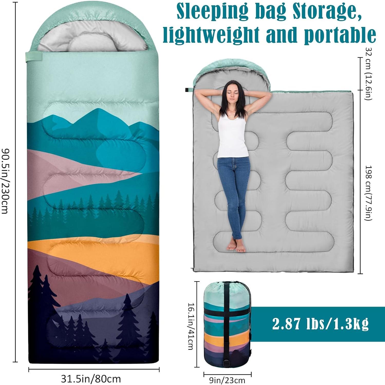 Saco de dormir AuSletie 3 estaciones impermeable 228.6x80cm