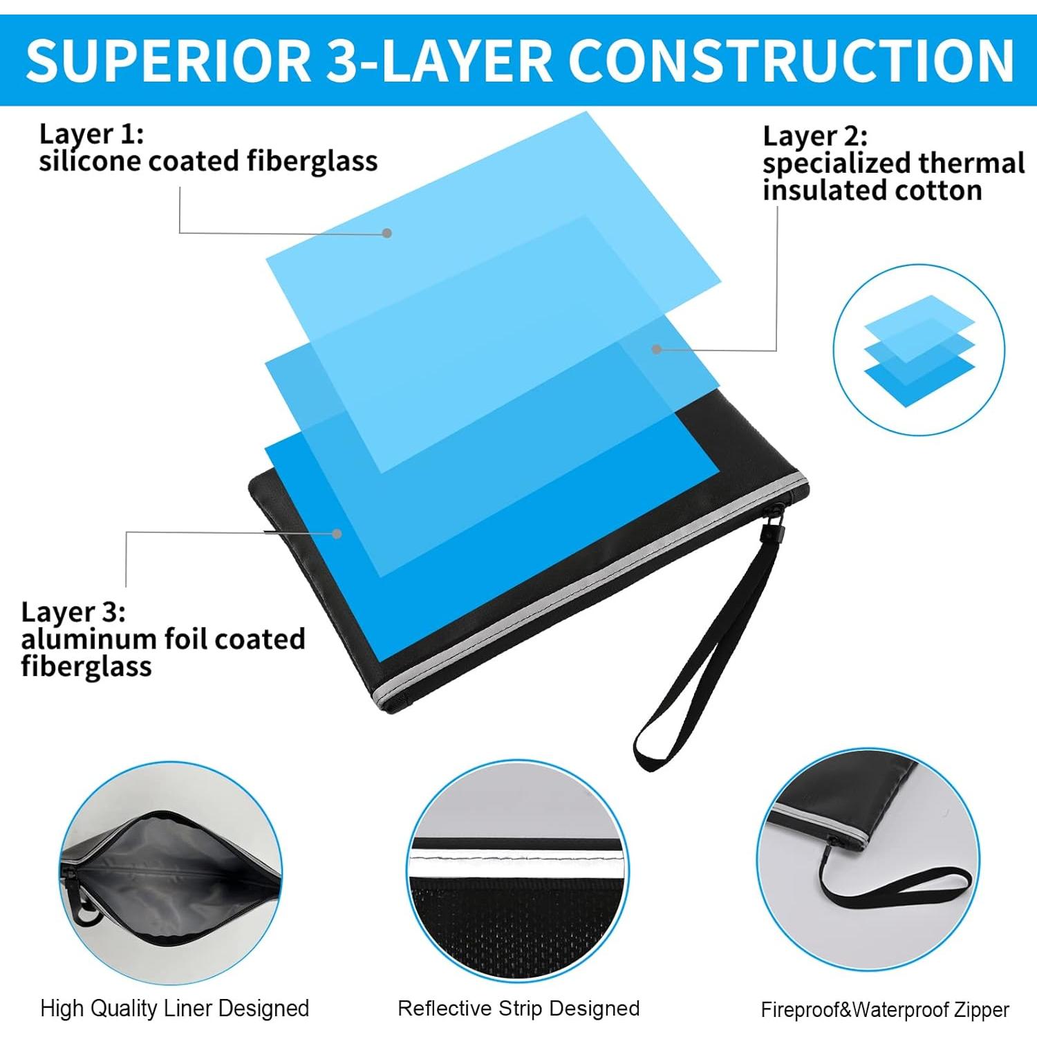 Bolsa de Documentos MUBYE a Prueba de Fuego y Agua 26.9x17cm