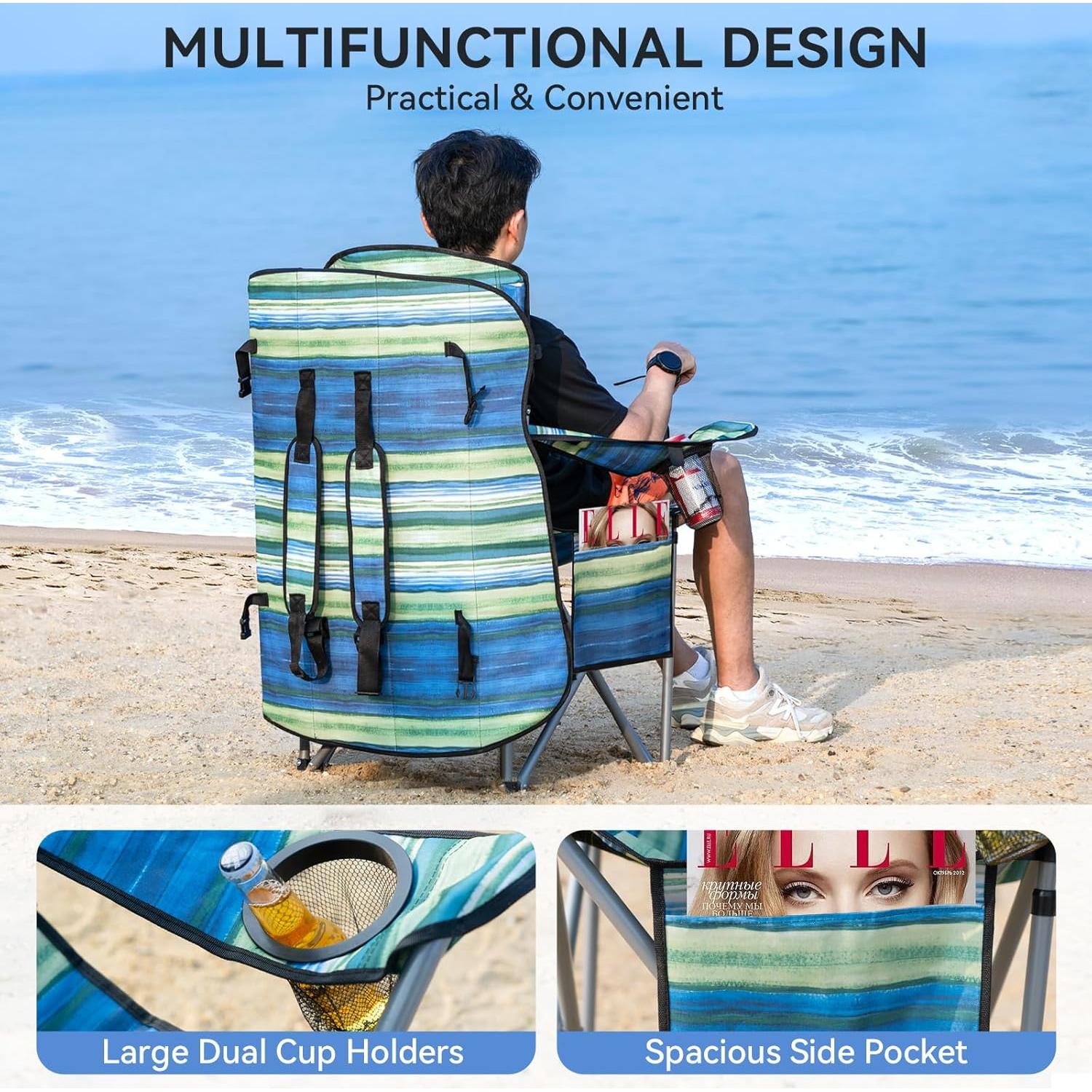 Silla de Camping Plegable Thallike con Dosel Reforzado Azul