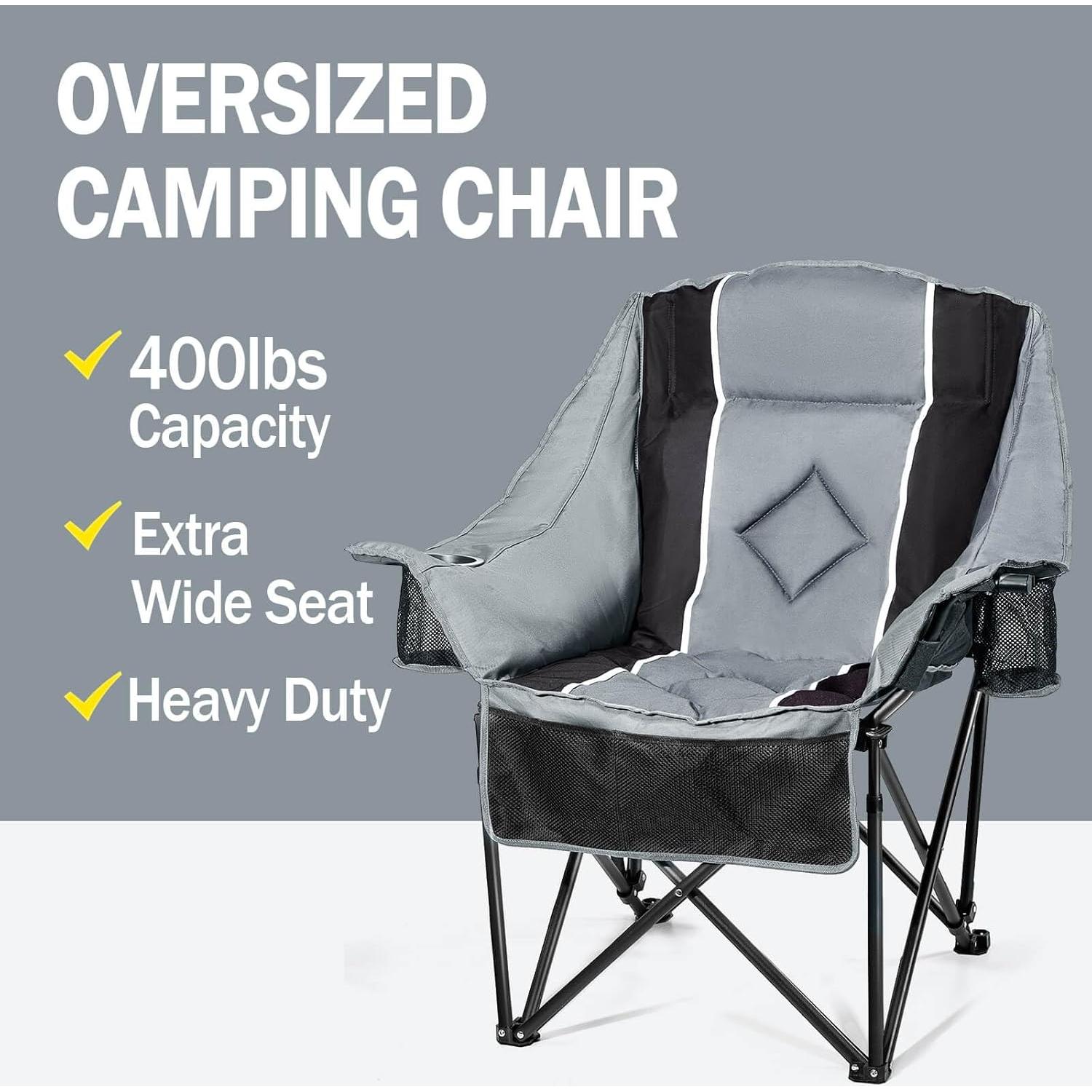 Silla de Camping Plegable Behairity XL Acolchada 400 lbs