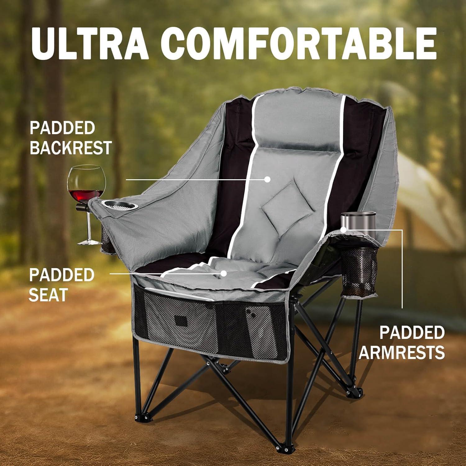 Silla de Camping Plegable Behairity XL Acolchada 400 lbs