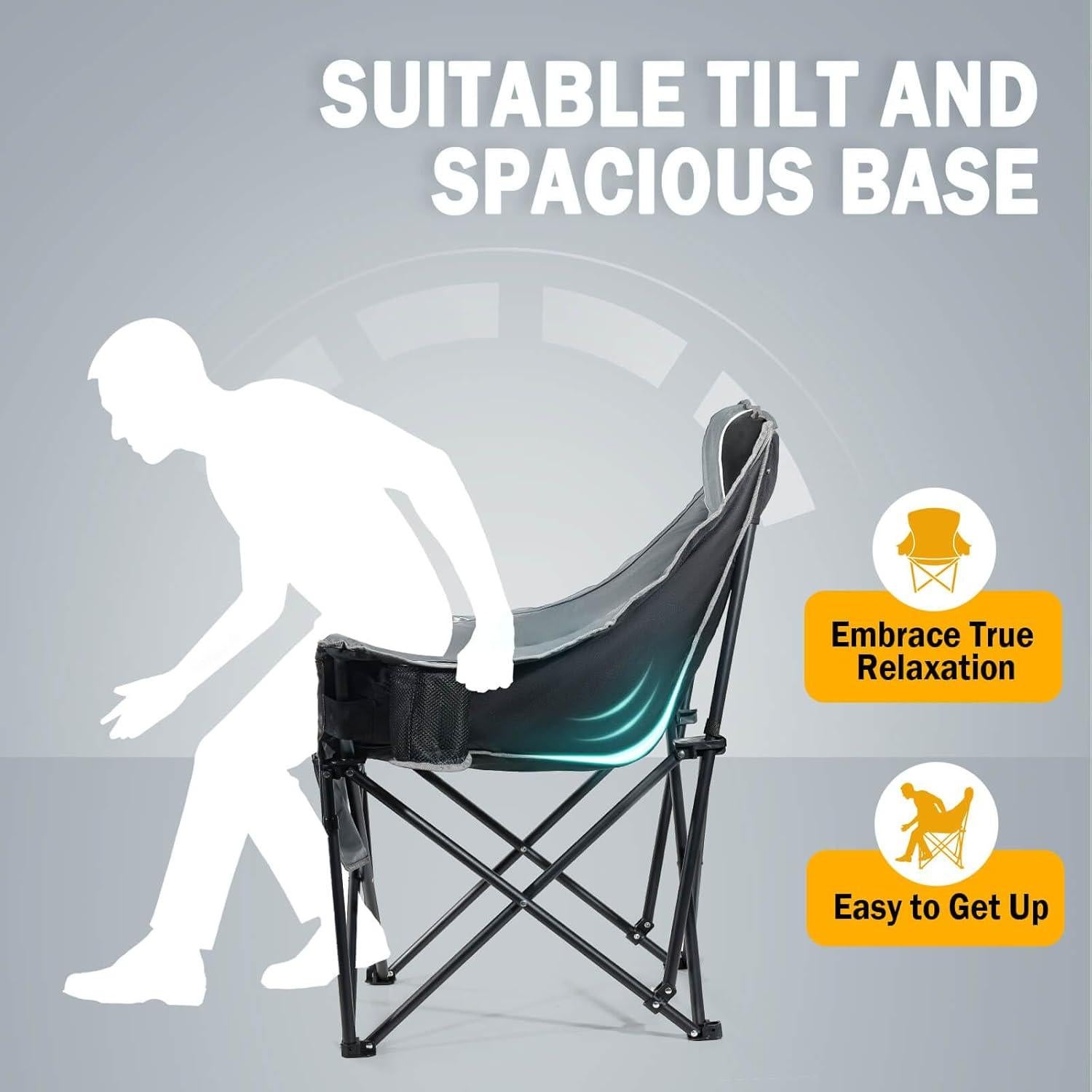 Silla de Camping Plegable Behairity XL Acolchada 400 lbs