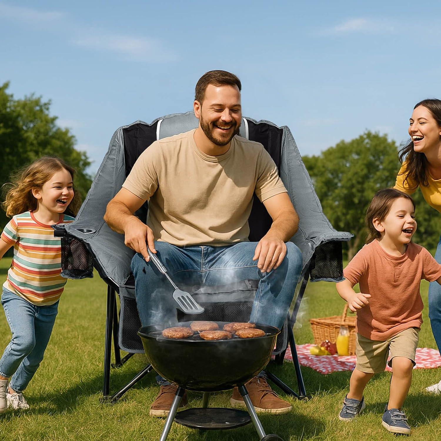 Silla de Camping Plegable Behairity XL Acolchada 400 lbs