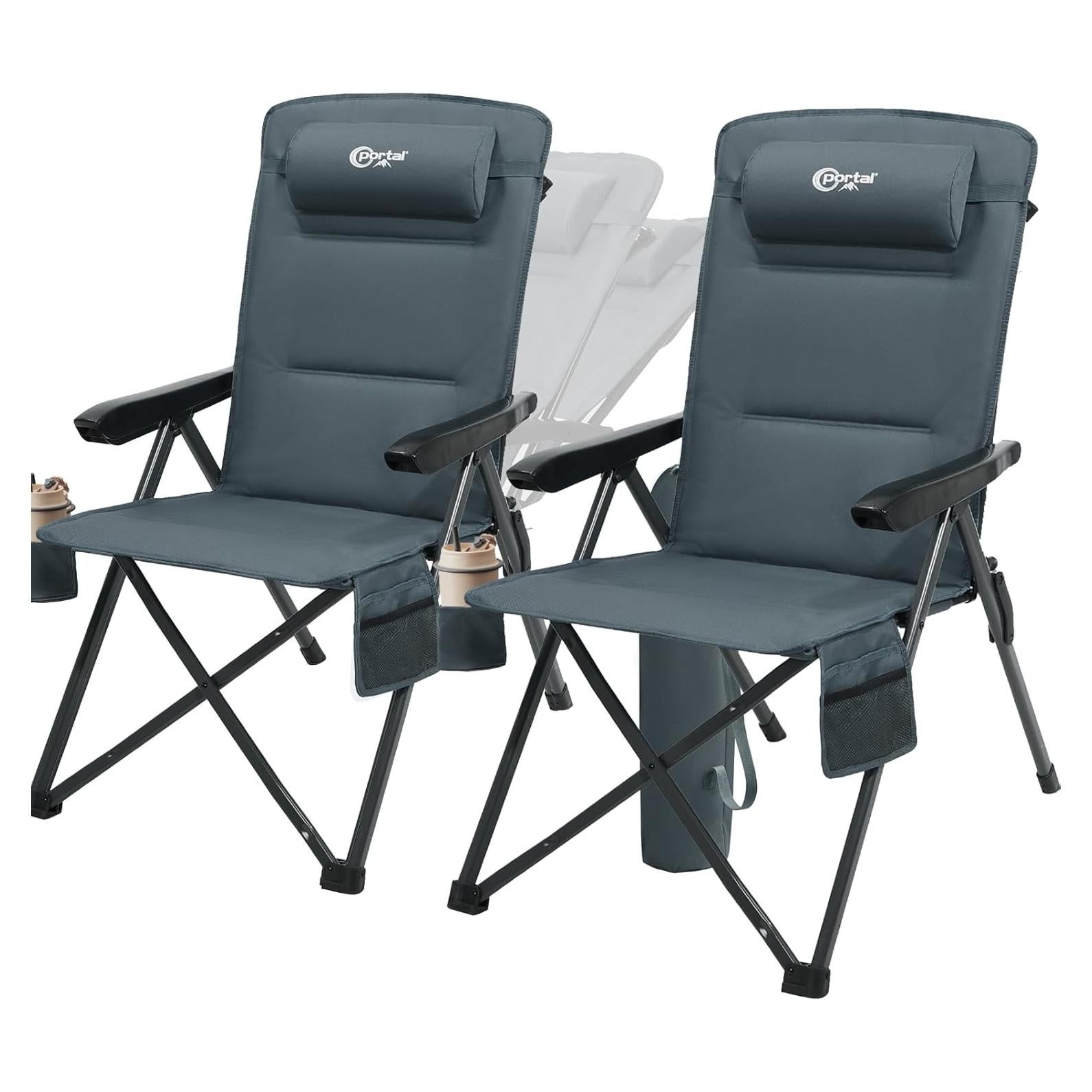Silla de Camping PORTAL Reclinable 400LBS Plegable 2-Pack
