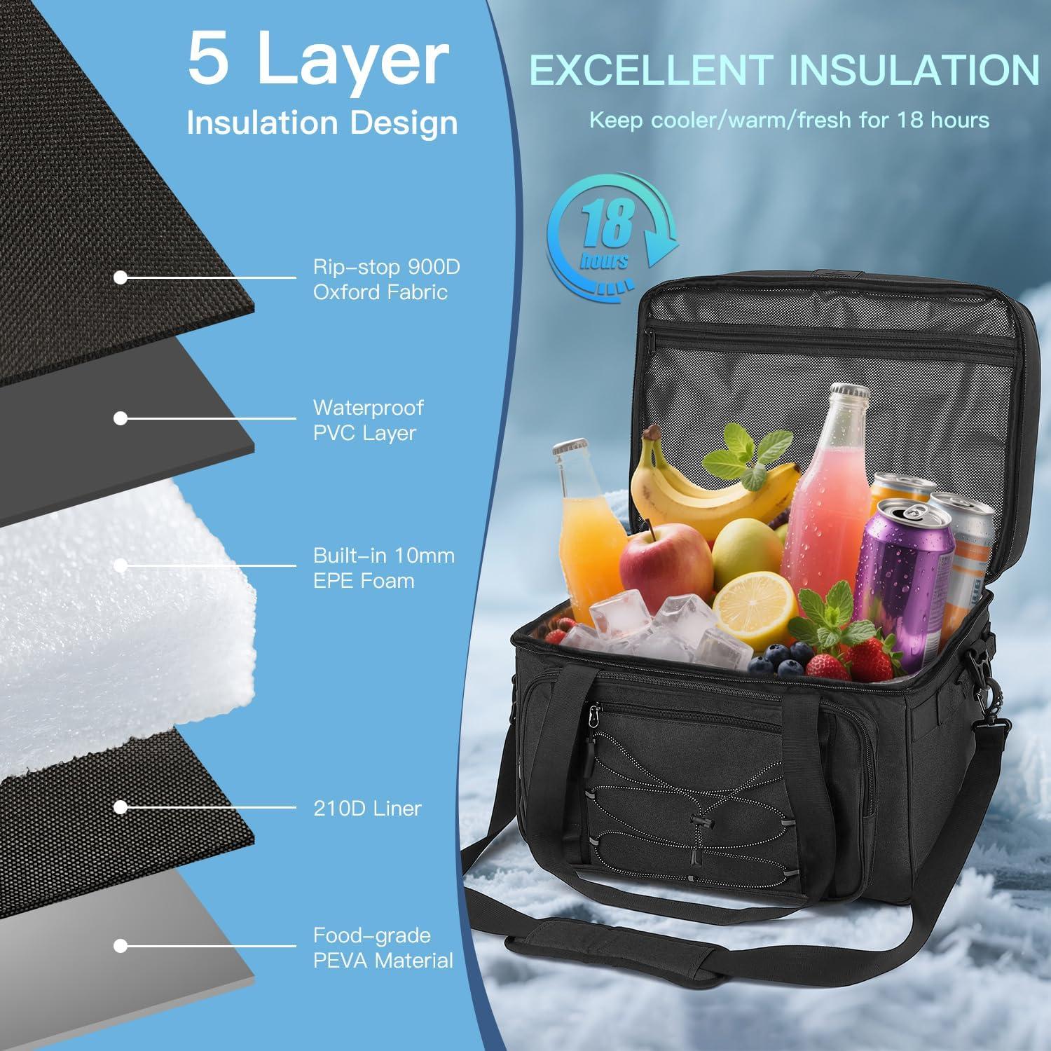 Bolsa de Enfriamiento Portátil TONRUYN 50L Doble Nivel con Ruedas