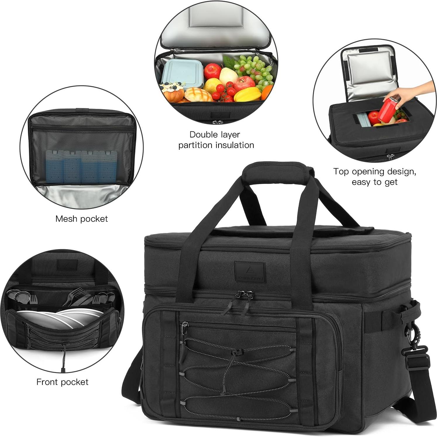 Bolsa de Enfriamiento Portátil TONRUYN 50L Doble Nivel con Ruedas