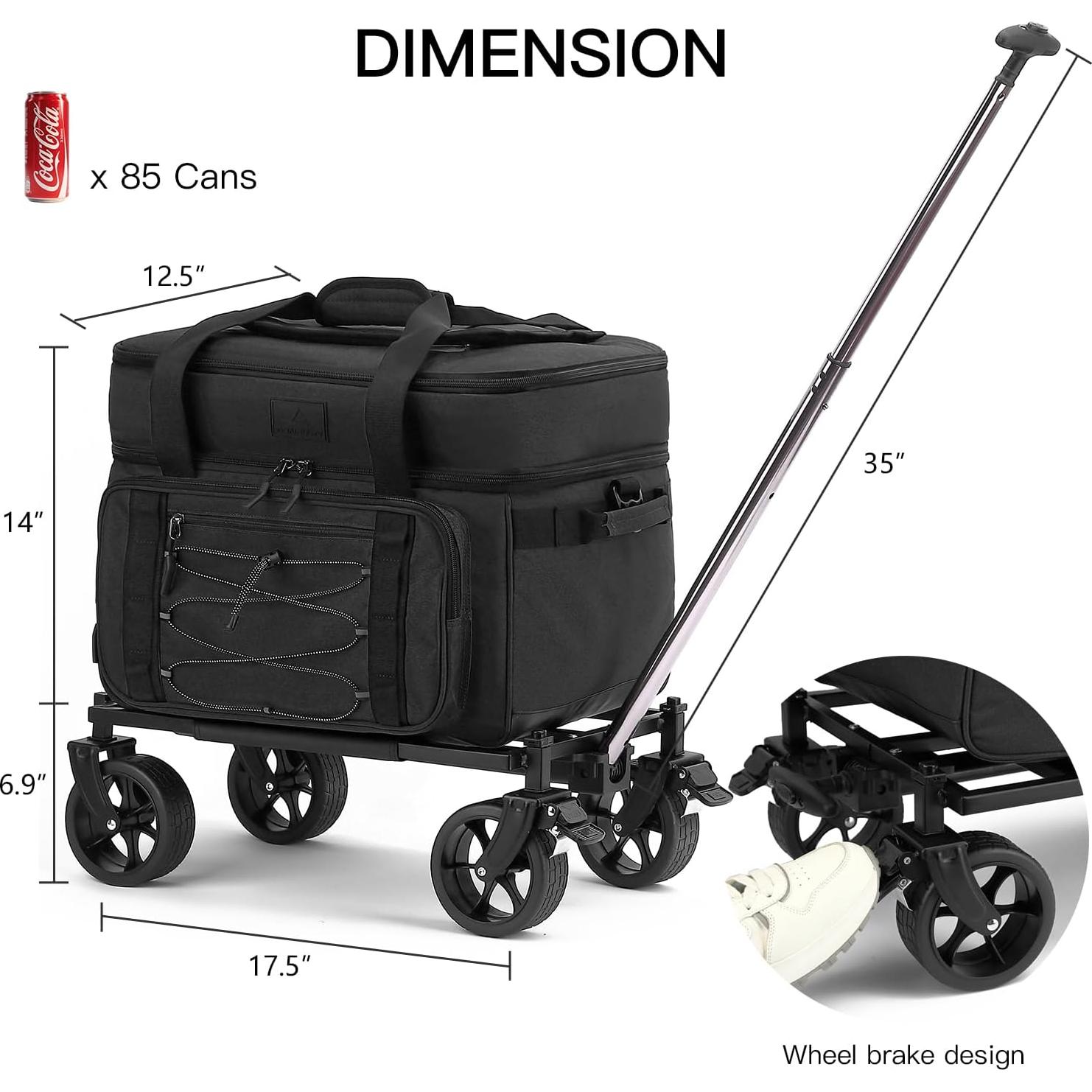 Bolsa de Enfriamiento Portátil TONRUYN 50L Doble Nivel con Ruedas