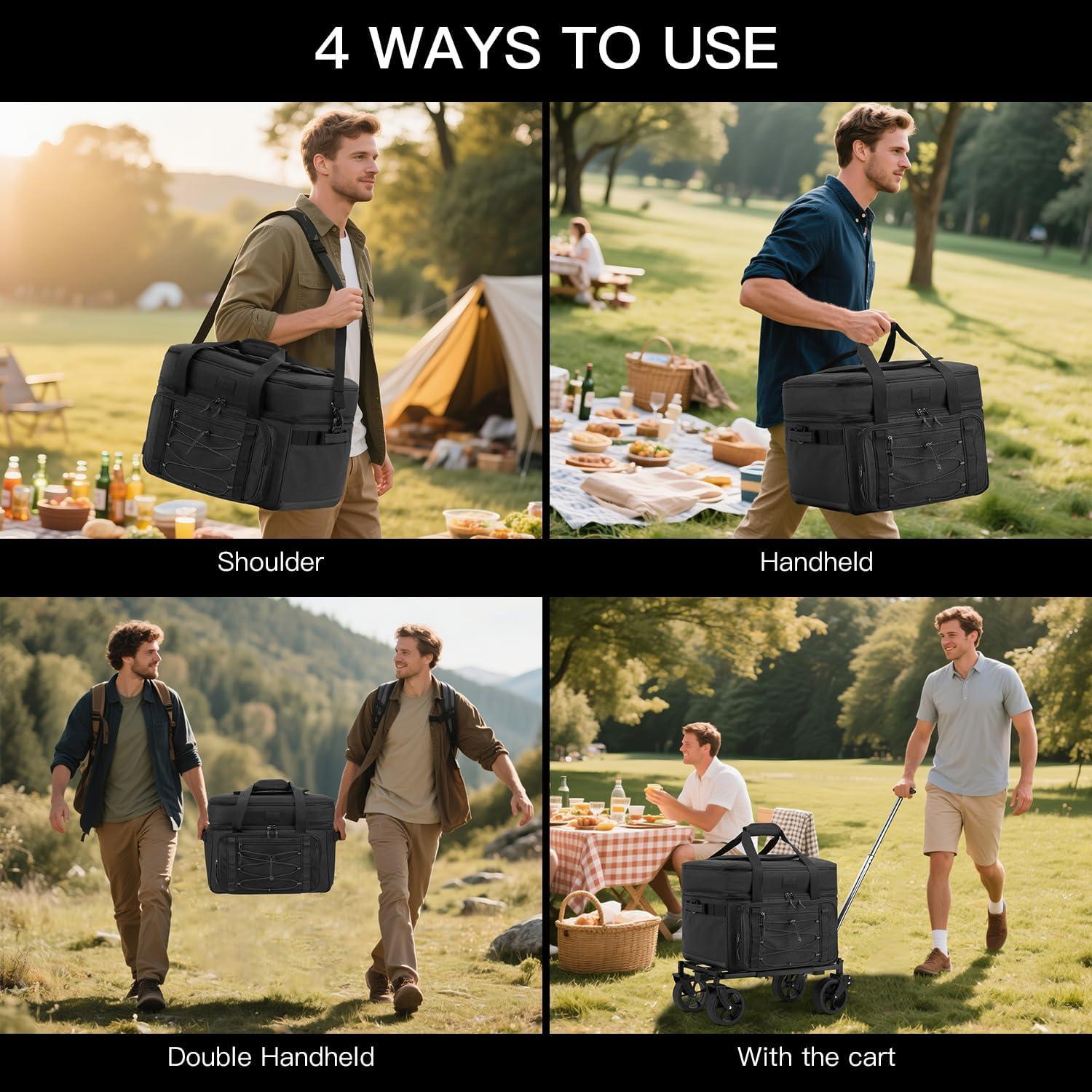 Bolsa de Enfriamiento Portátil TONRUYN 50L Doble Nivel con Ruedas