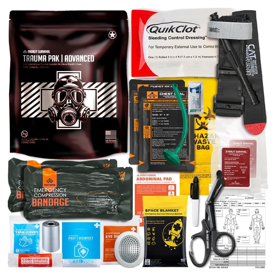Kit de Trauma EVERLIT con Torniquete CAT Gen-7 y QuikClot
