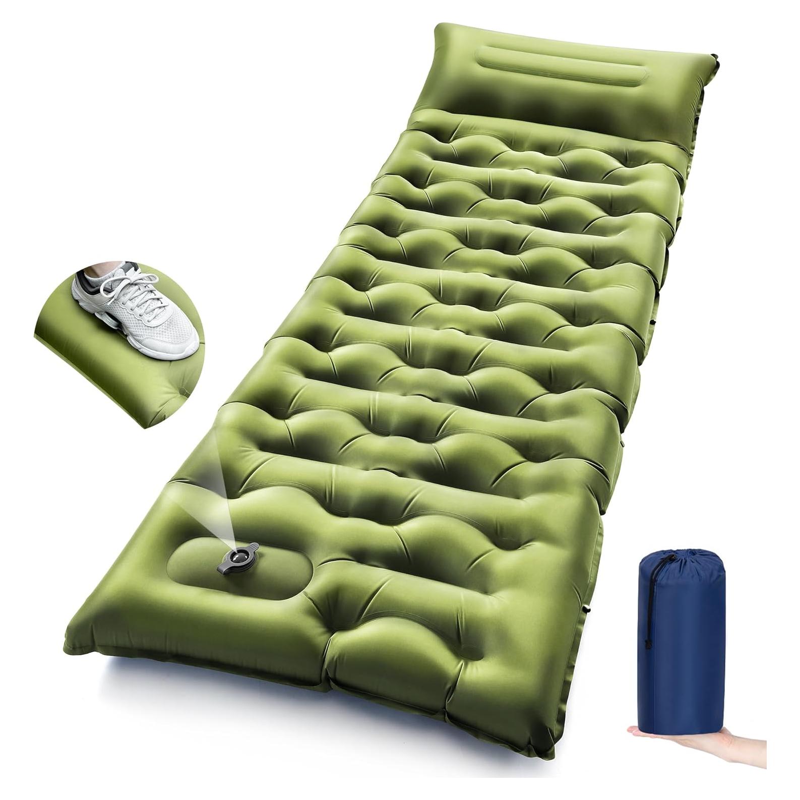 Colchoneta de Camping LLUAII Autoinflable 200x75x15 cm Verde
