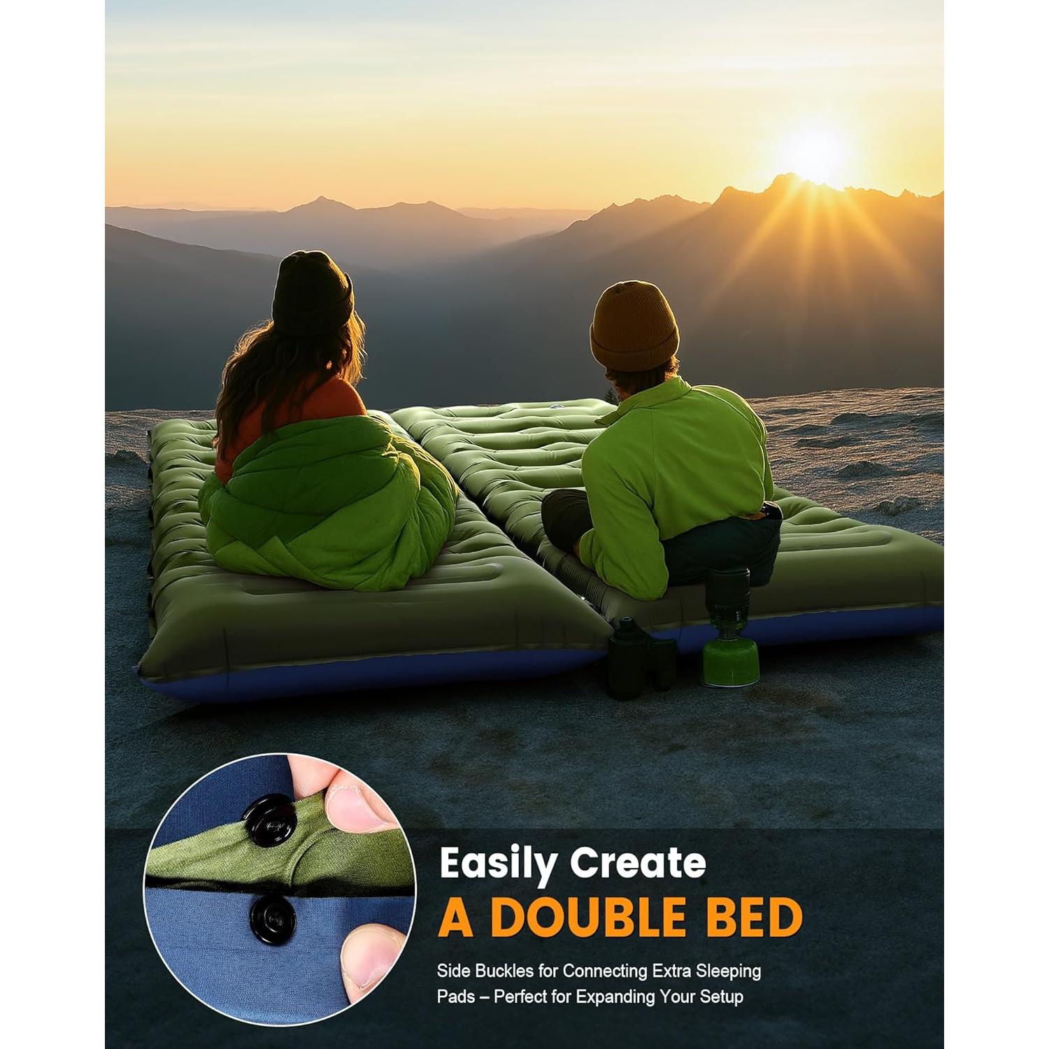 Colchoneta de Camping LLUAII Autoinflable 200x75x15 cm Verde