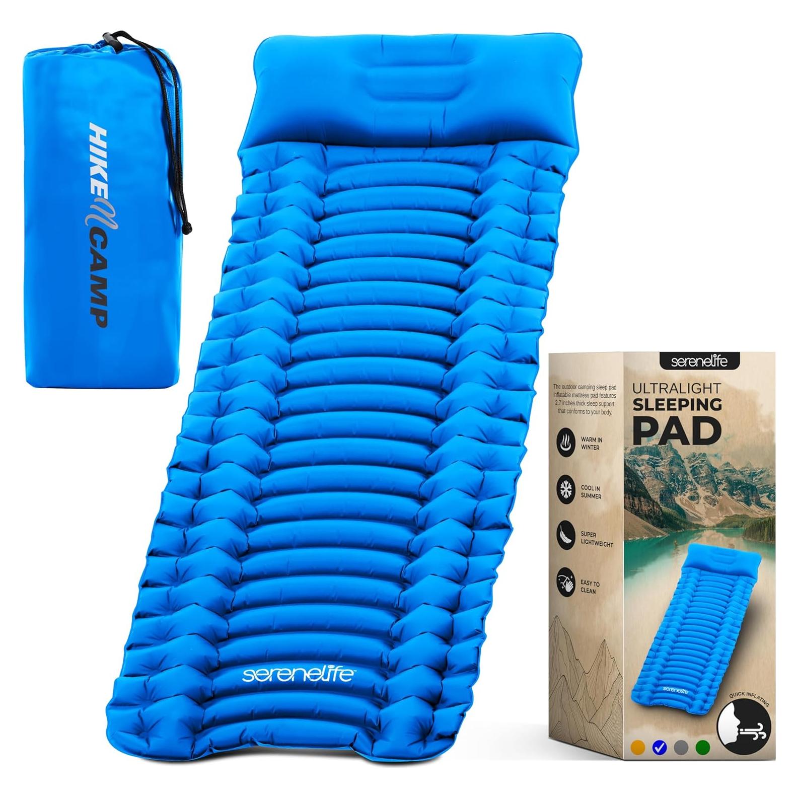 Almohadilla de Dormir Inflable SereneLife 190.5x66 cm Azul