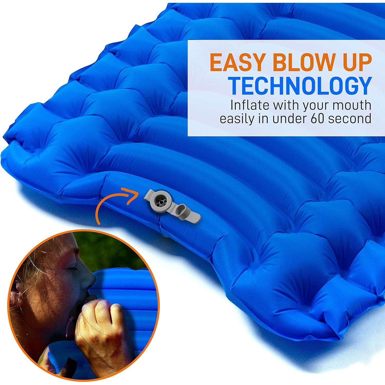 Almohadilla de Dormir Inflable SereneLife 190.5x66 cm Azul