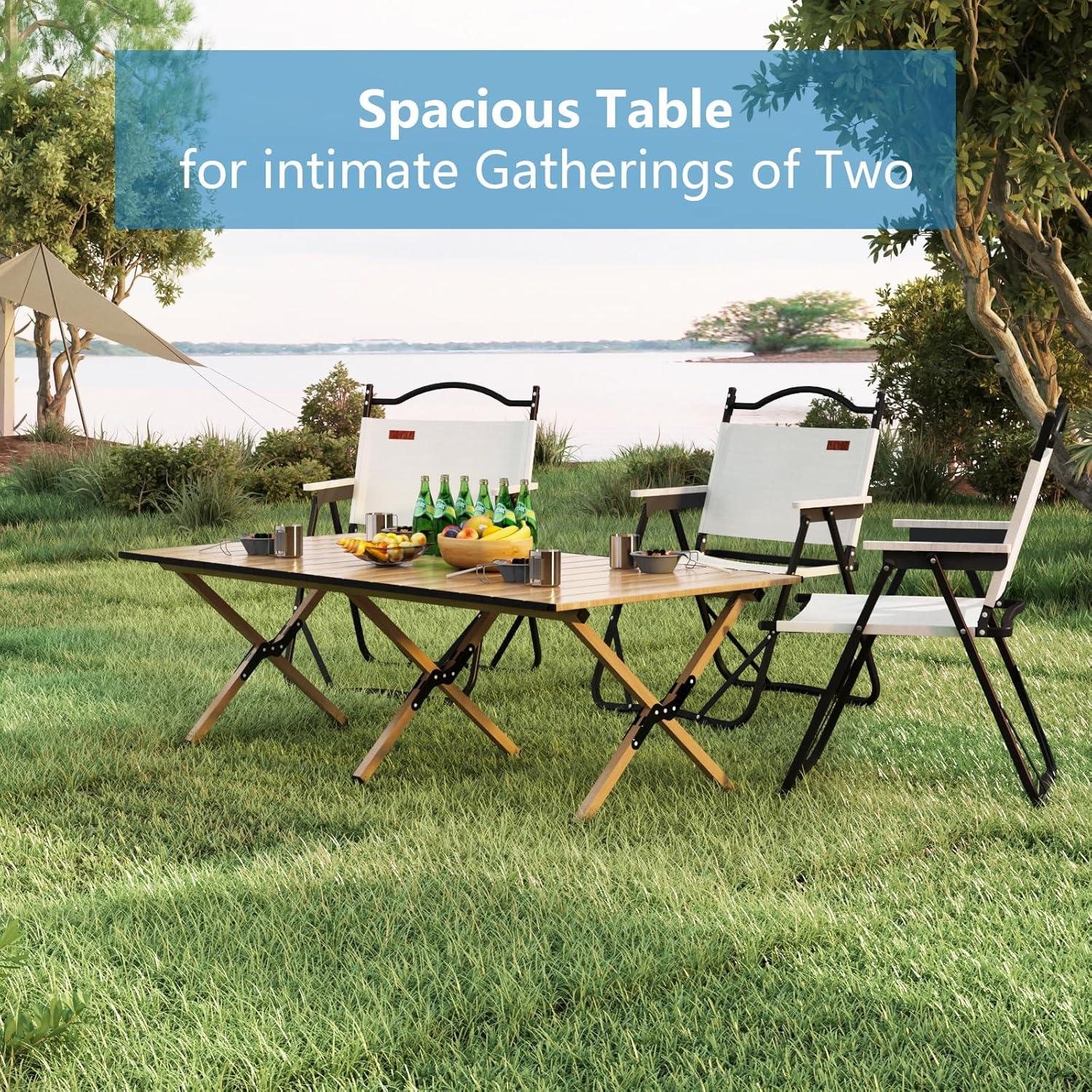 Mesa de Camping Plegable Diaeunrte 120cm Aluminio Color Madera