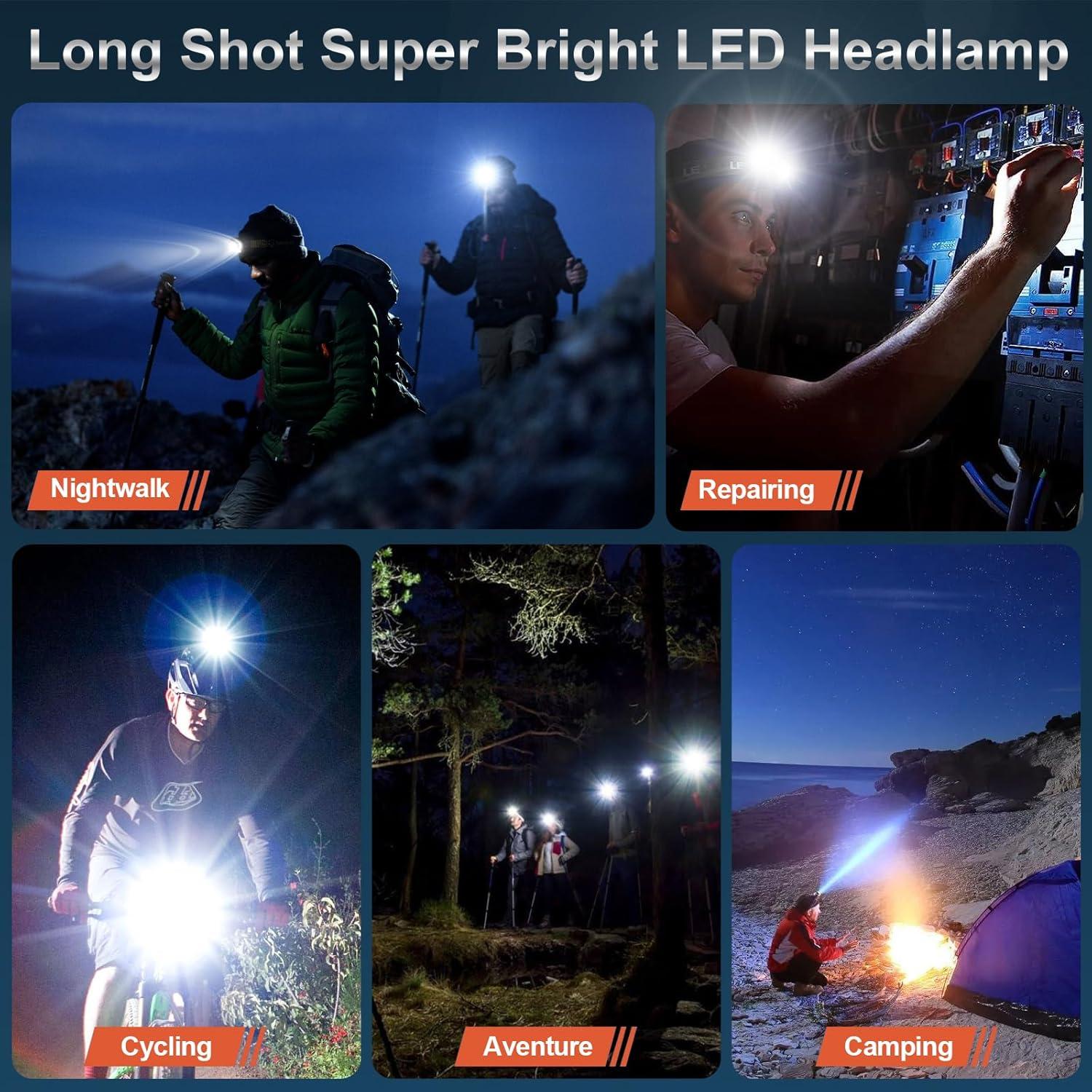 Juego de 2 Linternas Frontales Recargables Foleto 470 Lúmenes