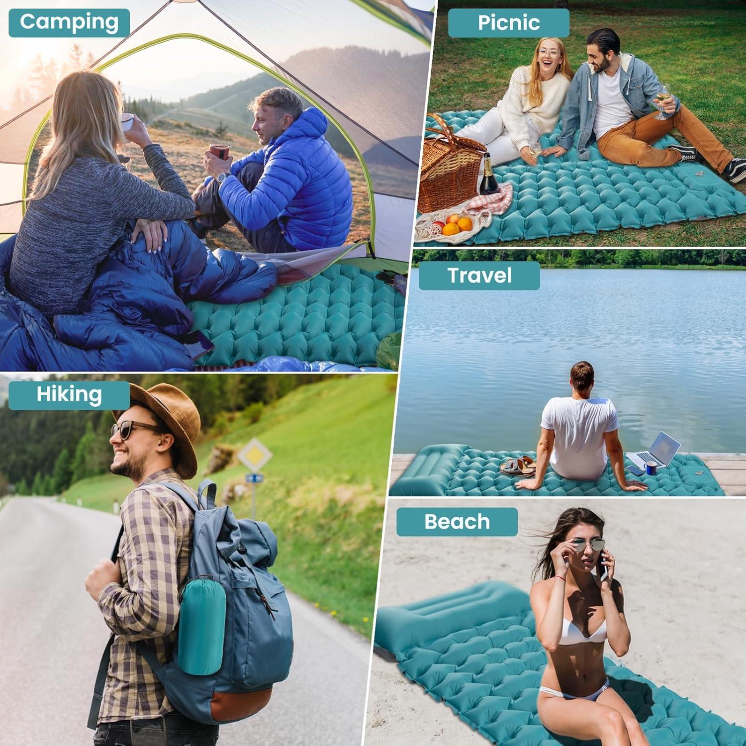 Colchón Inflable Seektain 200x66 cm con Bomba de Pie 10 cm