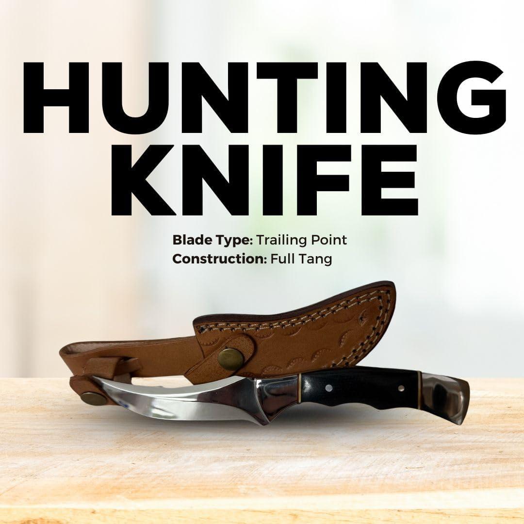 Cuchillo de Caza Buck 20.32 cm Hoja Fija con Funda de Cuero