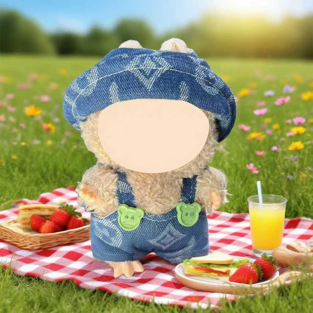 Conjunto de Ropa para Muñeca Labubu - Mono de Jeans Azul