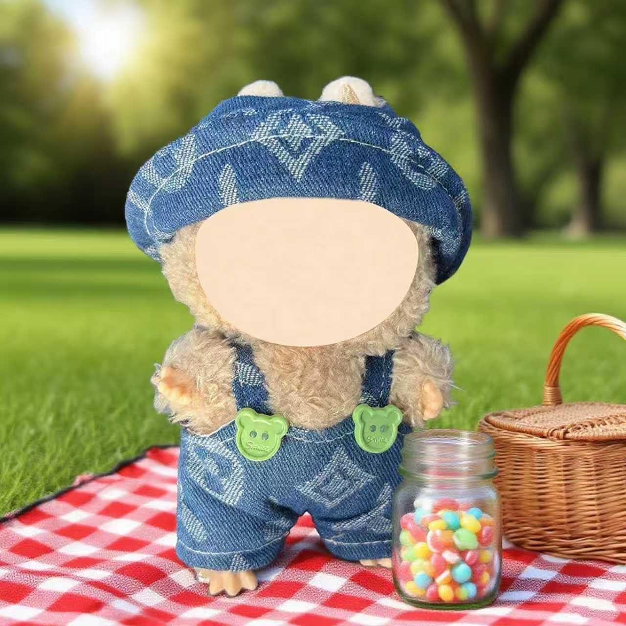 Conjunto de Ropa para Muñeca Labubu - Mono de Jeans Azul