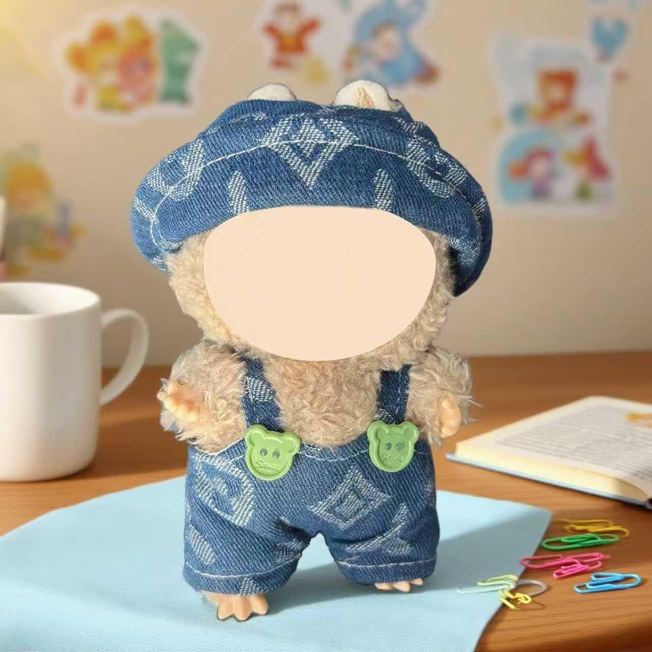 Conjunto de Ropa para Muñeca Labubu - Mono de Jeans Azul