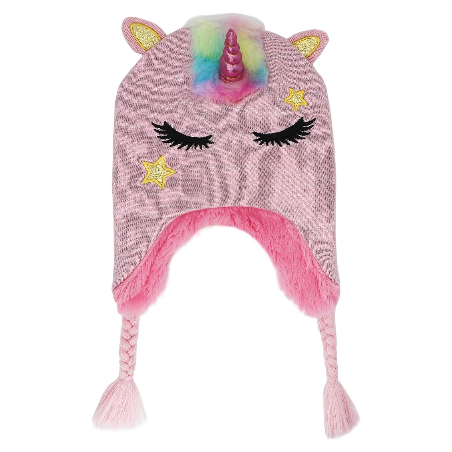 Gorro de Invierno Unicornio Brillante para Niñas 2-8 Años