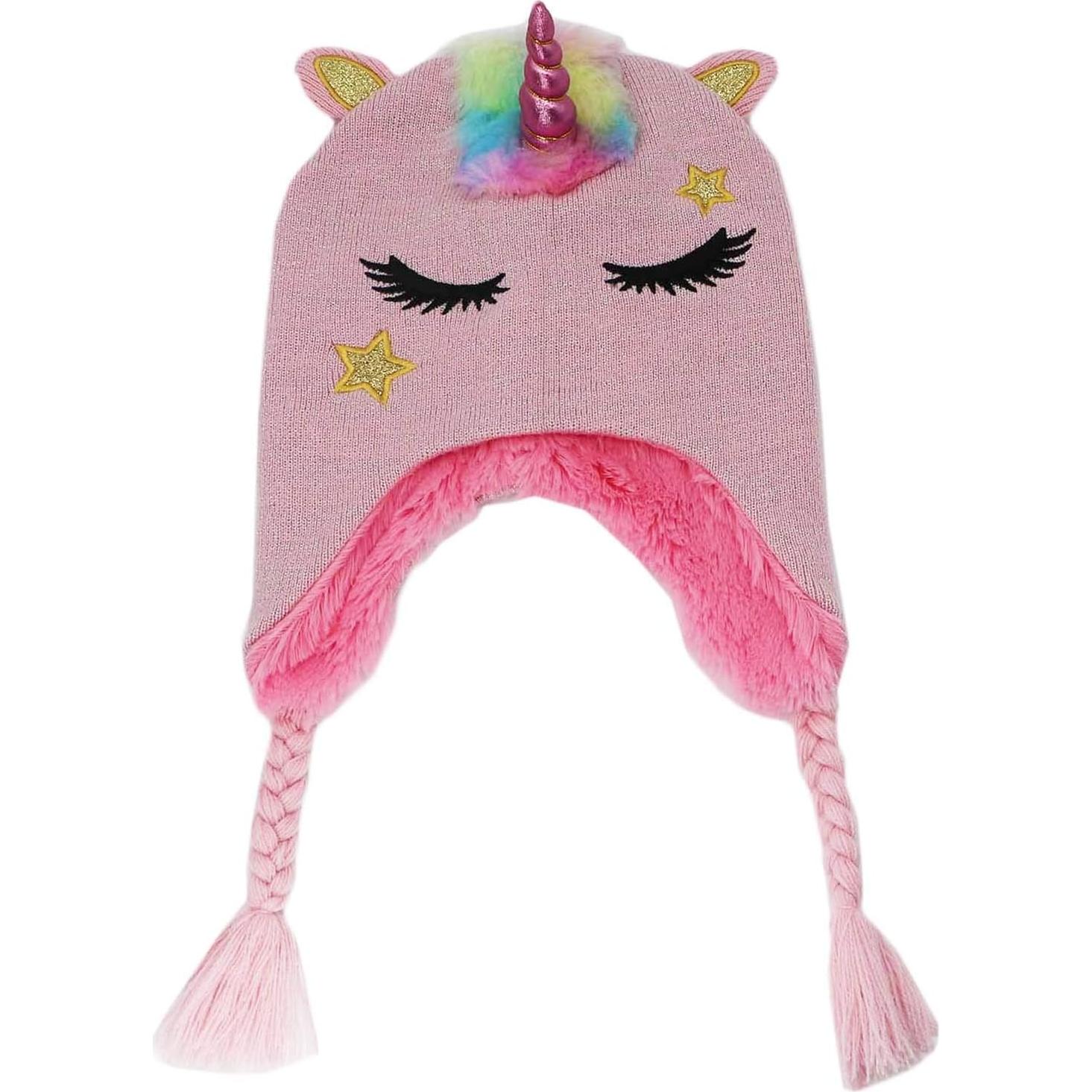 Gorro de Invierno Unicornio Brillante para Niñas 2-8 Años