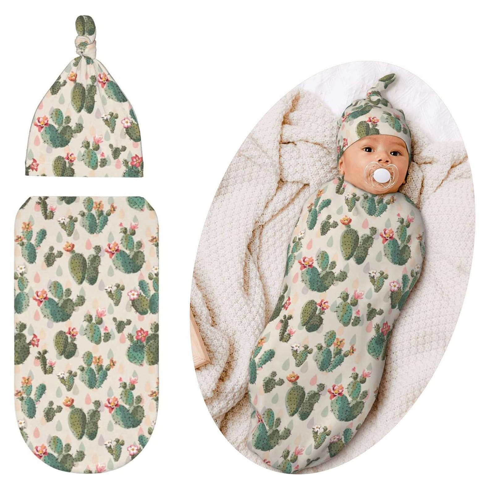 Manta de Envoltura para Bebé Qwalnely Cactus 0-6 meses