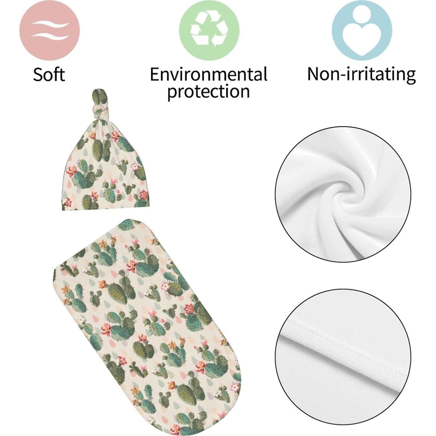 Manta de Envoltura para Bebé Qwalnely Cactus 0-6 meses