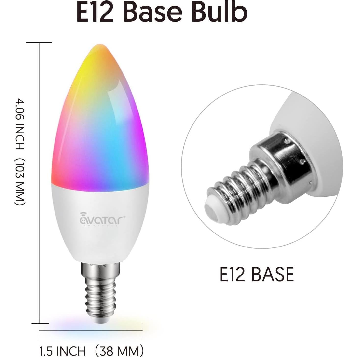 Paquete de 4 Bombillas LED E12 Avatar Controls 5W RGB 16 Colores