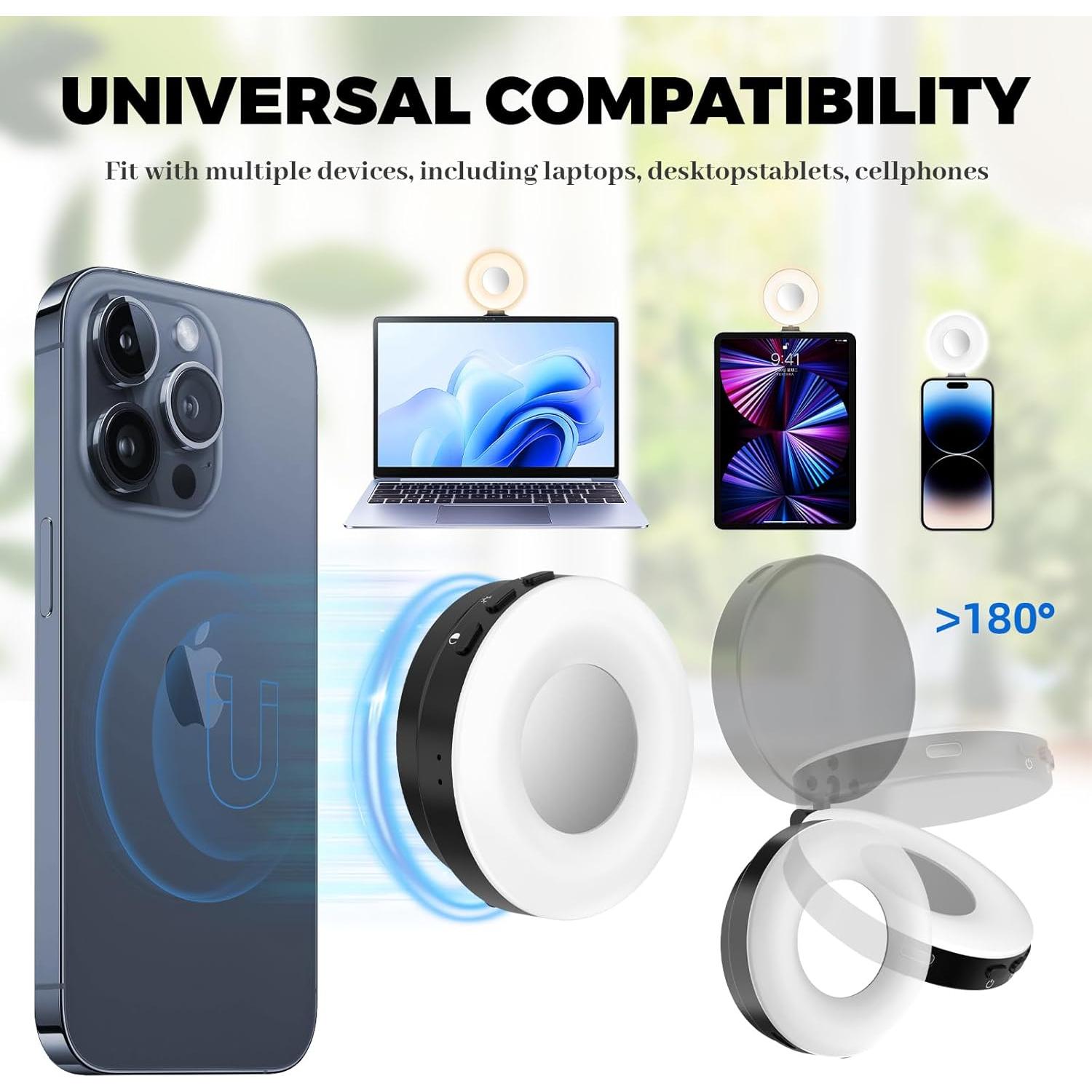 Luz Selfie AiknowFoto Portátil Recargable 4 Modos Negro