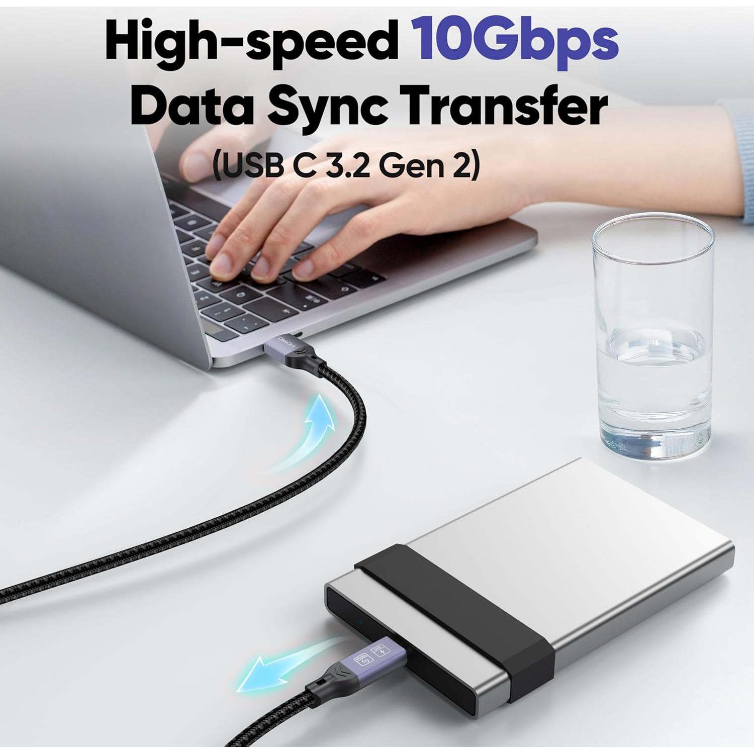 Cable USB Tipo C 3.2 DteeDck 0.30 m Carga Rápida 15W