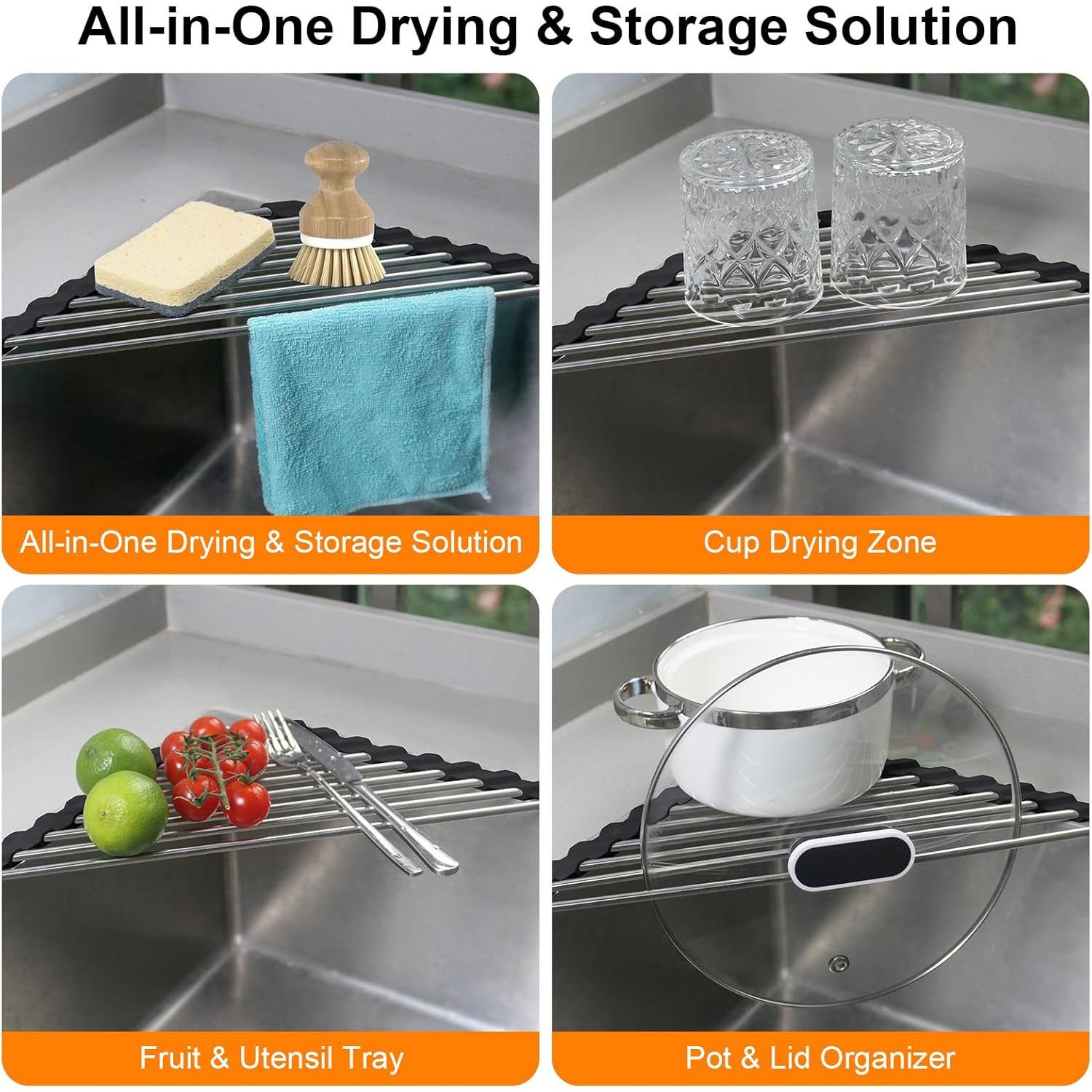 Escurridor de Platos Triangular Plegable Seropy Negro 40.6x22.9 cm