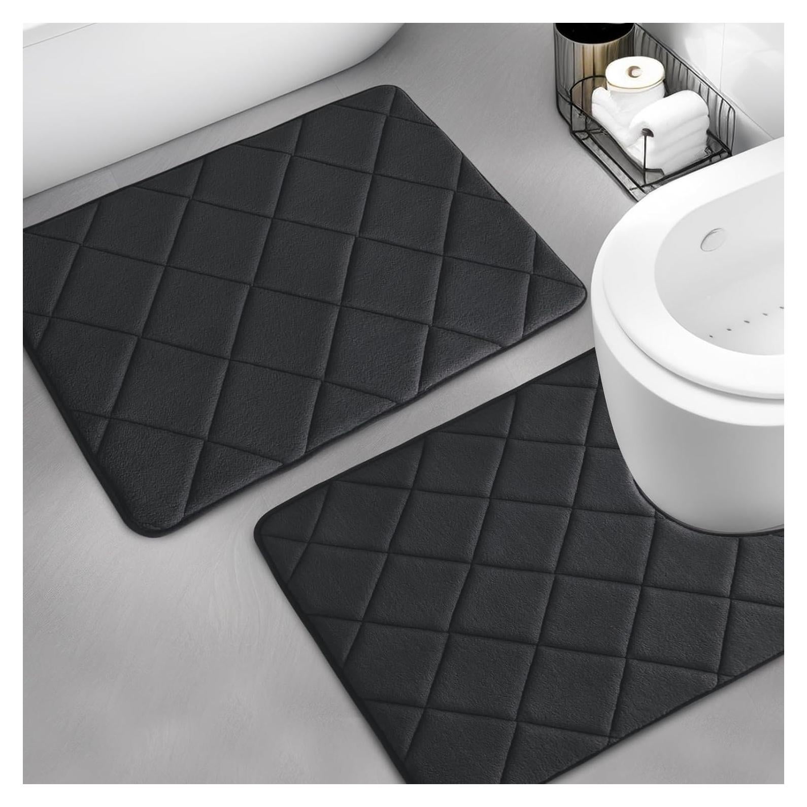 Conjunto de 2 Alfombrillas de Baño YIHOUSE Espuma Memoria Negro