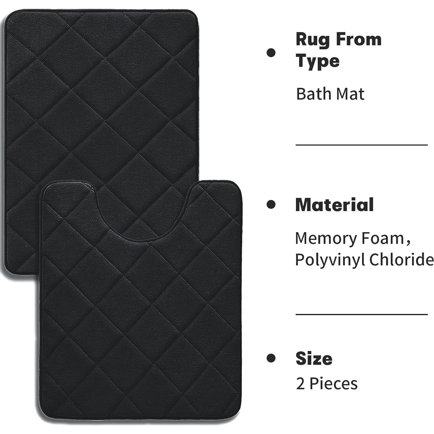 Conjunto de 2 Alfombrillas de Baño YIHOUSE Espuma Memoria Negro