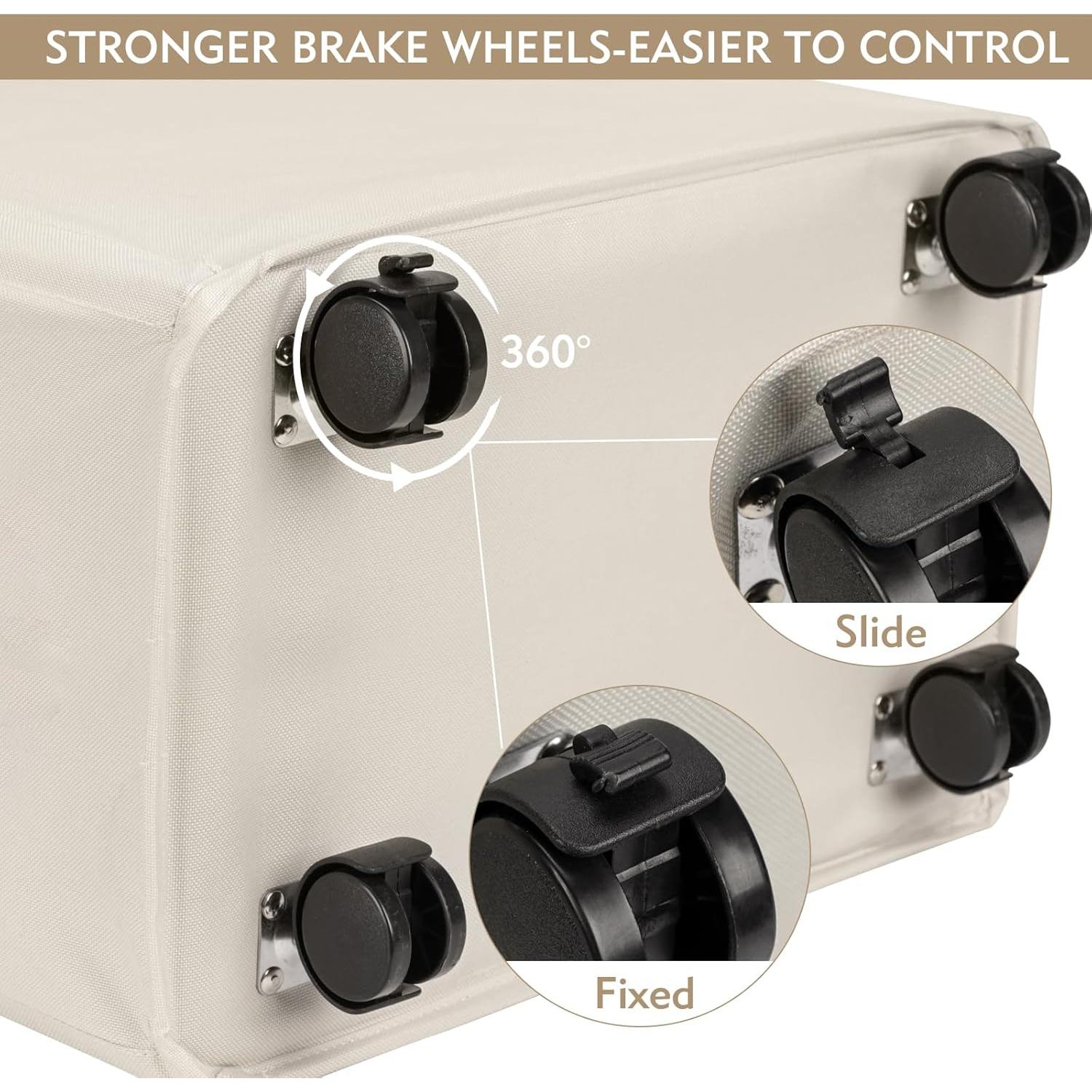 Cesta de Ropa Plegable DOKEHOM 90L con Ruedas Beige