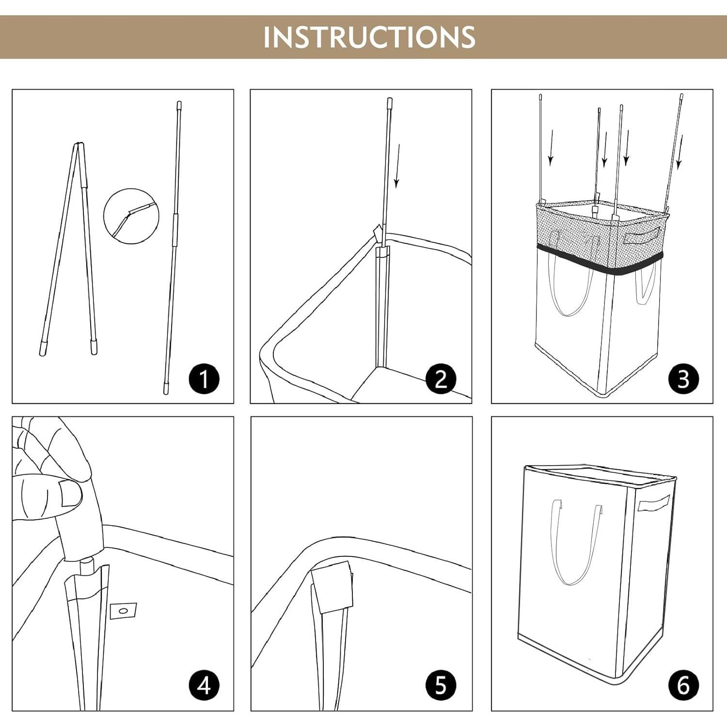 Cesta de Ropa Plegable DOKEHOM 90L con Ruedas Beige