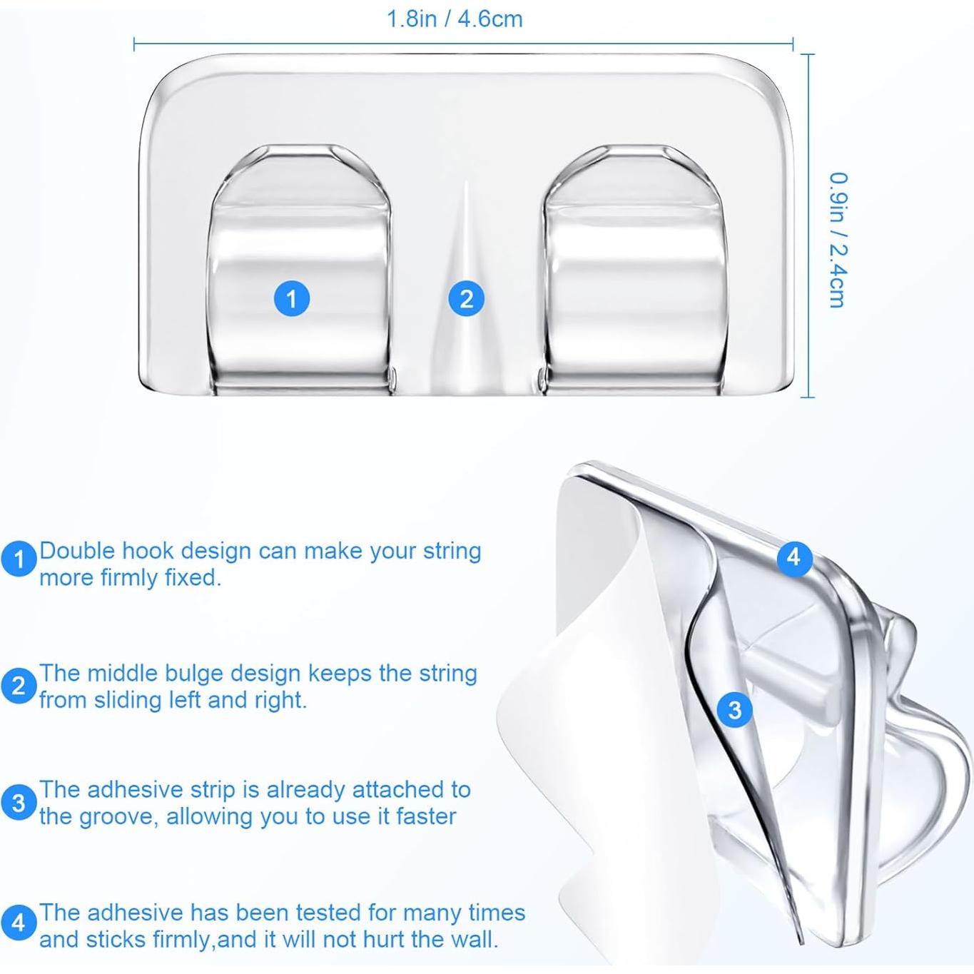 Ganchos Adhesivos Transparentes Hetyue para Luces de Cuerda - 26 Piezas