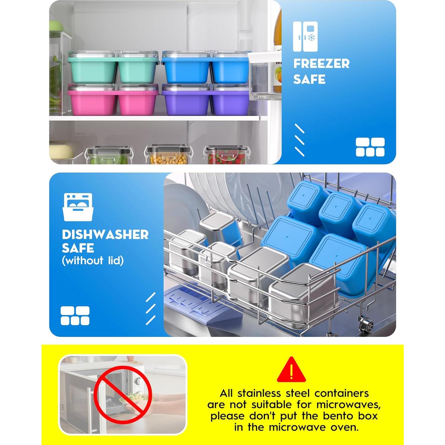 Contenedor Snackle Box BiuLeon 5 Compartimentos Acero Inoxidable