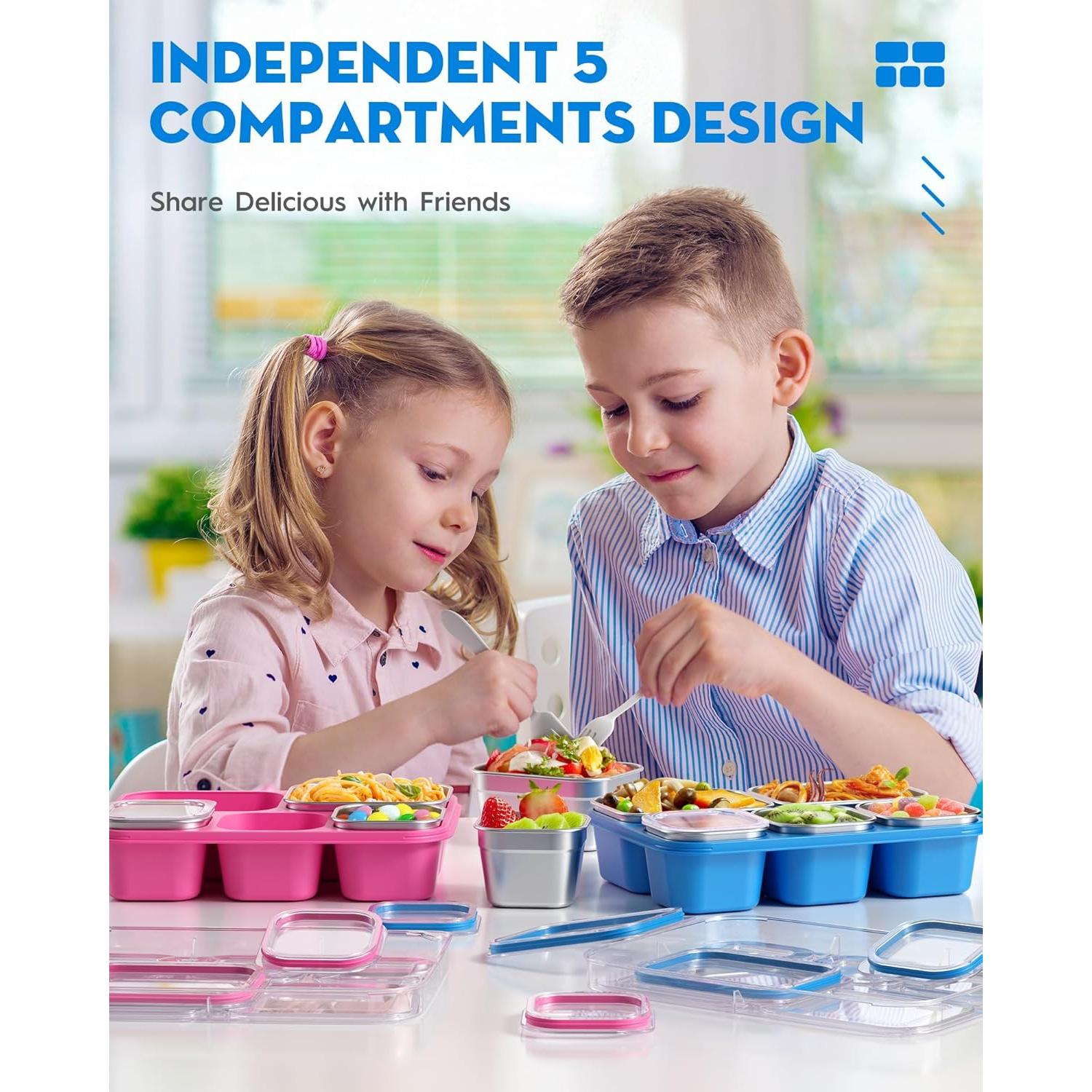 Contenedor Snackle Box BiuLeon 5 Compartimentos Acero Inoxidable