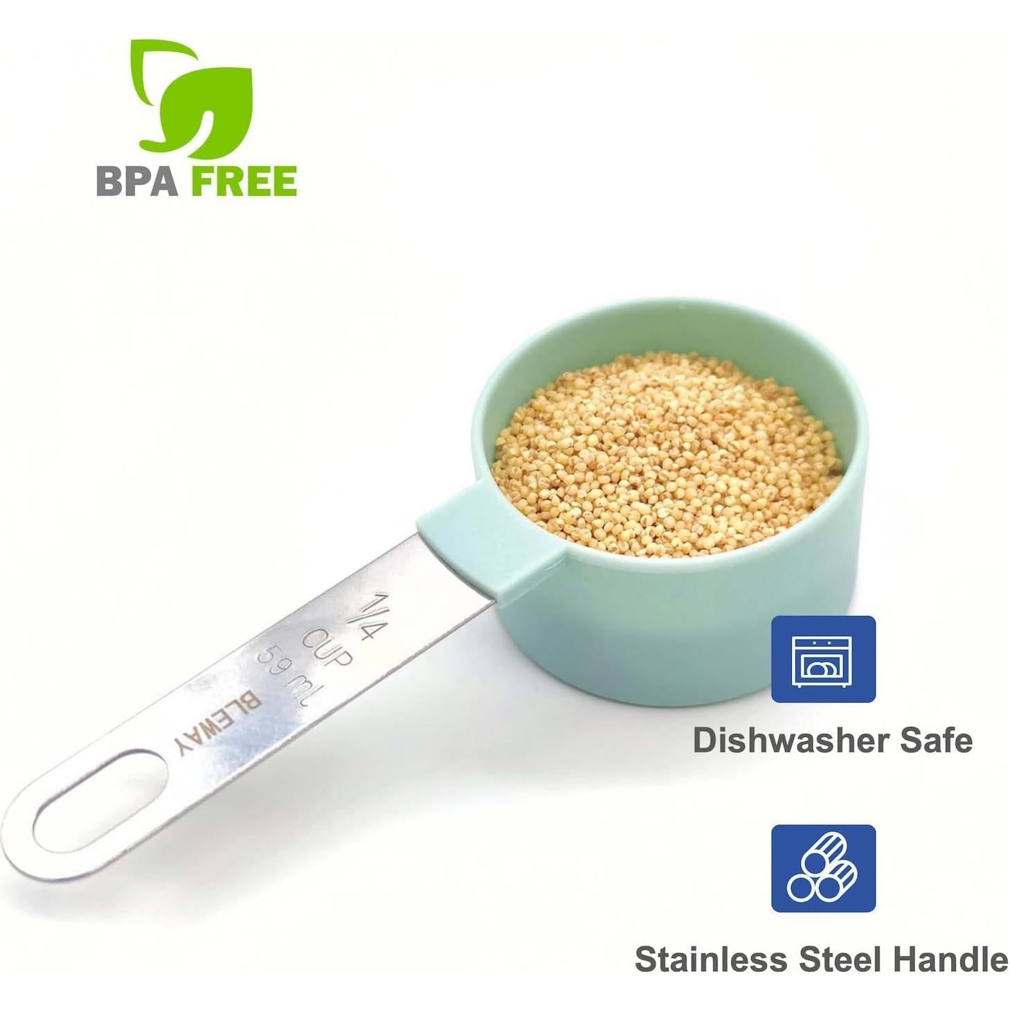 Juego de Tazas y Cucharas Medidoras BLEWAY para Discapacidad Visual