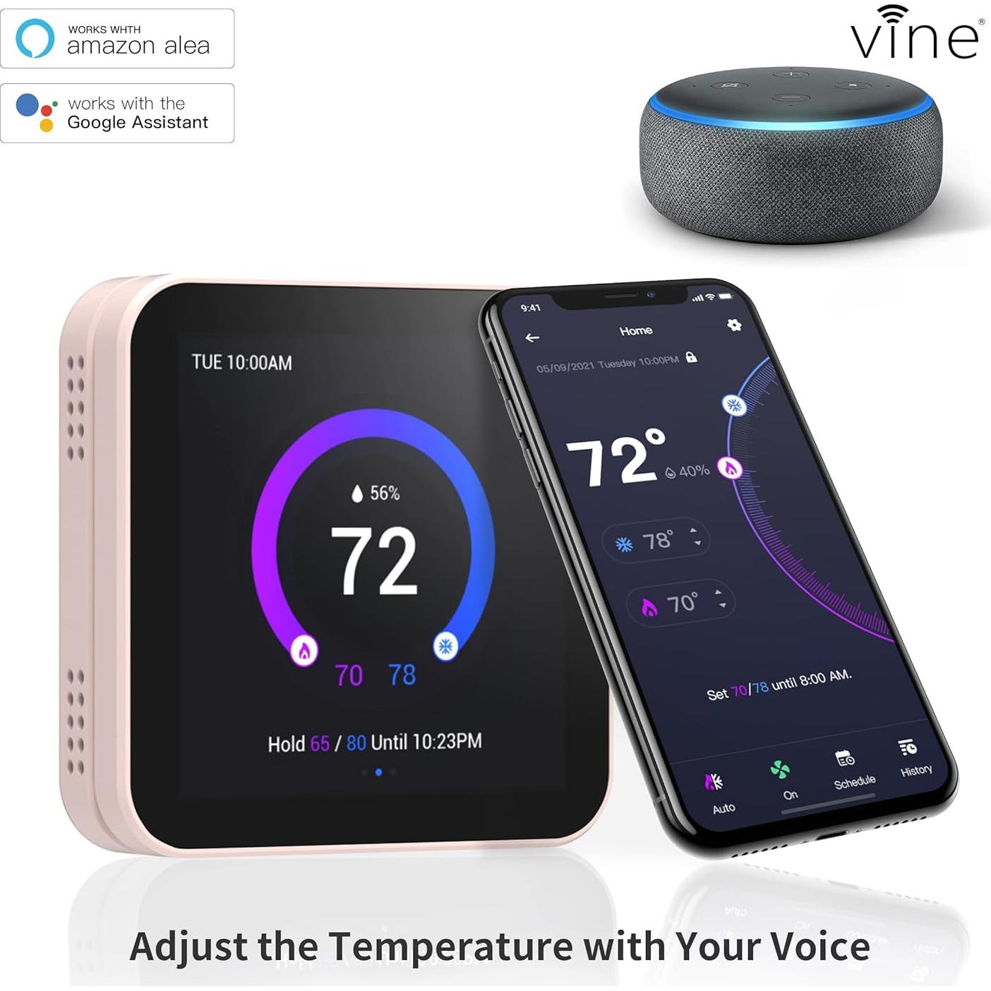 Termostato Inteligente Vine TJ-560 WiFi 4" Rosa Programable