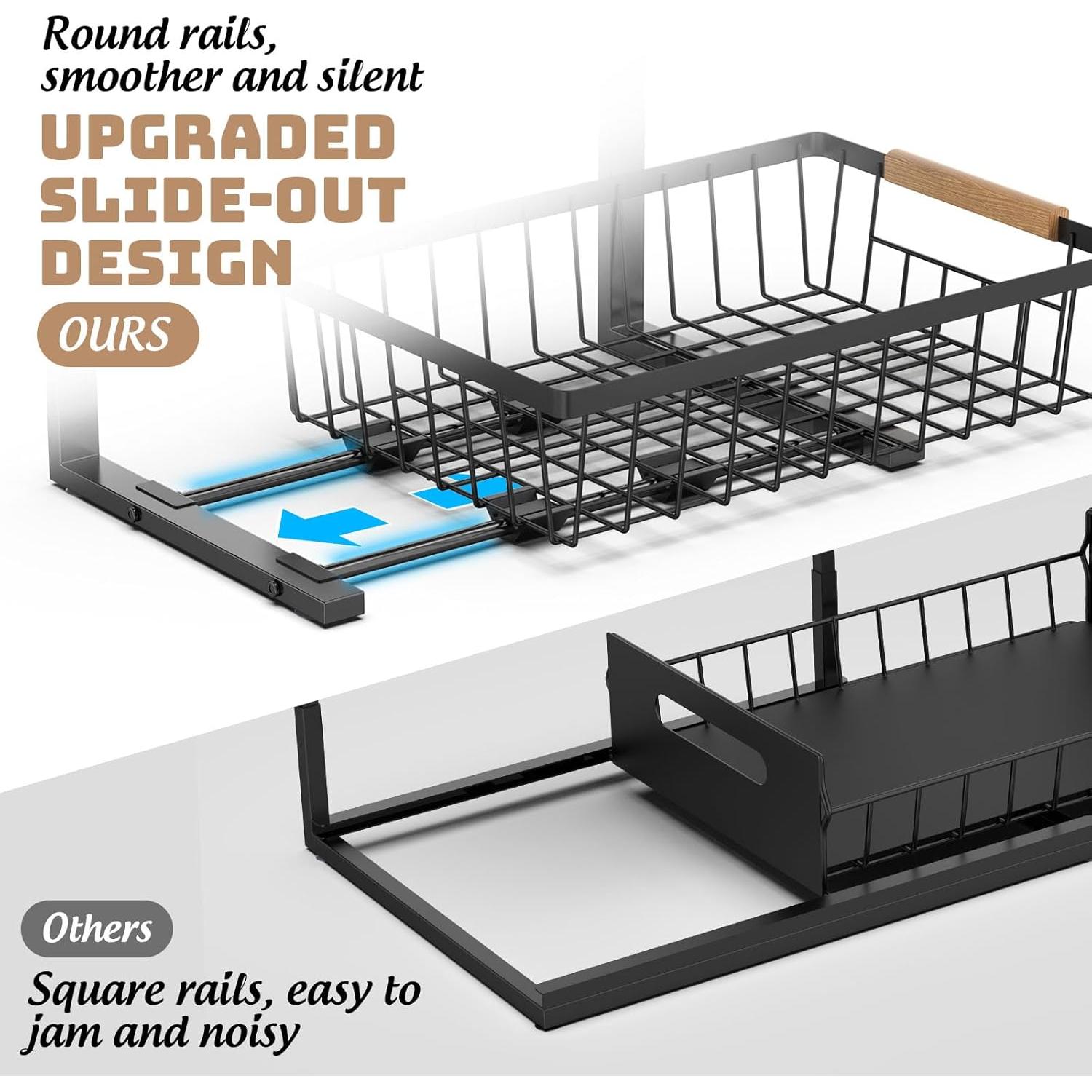 Organizador Bajo Fregadero Dihmpor, 2 Estantes Deslizables Ajustables