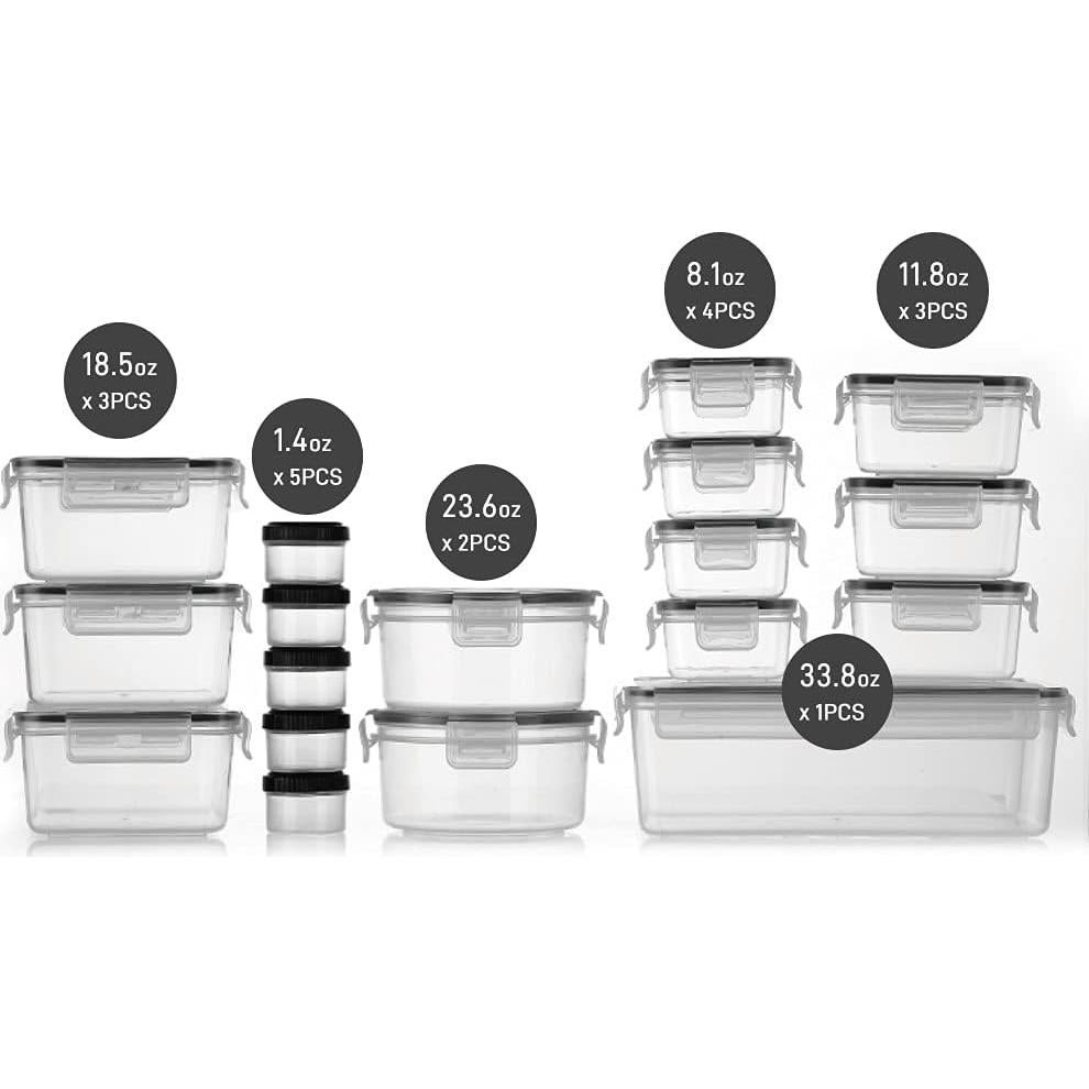 KAGUYA Juego de 36 Contenedores de Almacenamiento de Alimentos