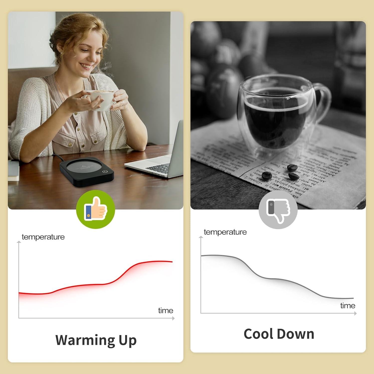 Calentador de Tazas VOBAGA Negro con Apagado Automático y 3 Temperaturas