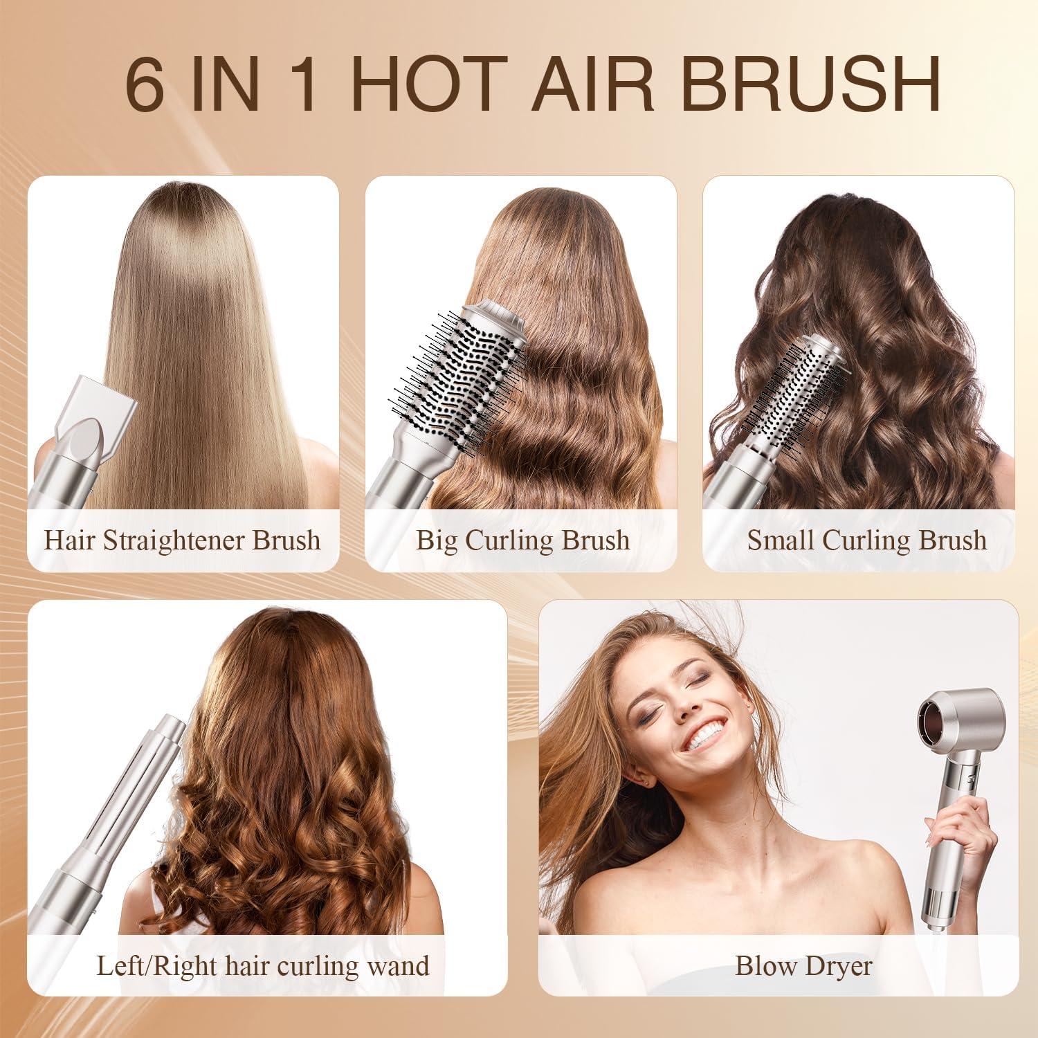 Cepillo Secador de Cabello 6 en 1 Hojocojo 140,000 RPM Dorado