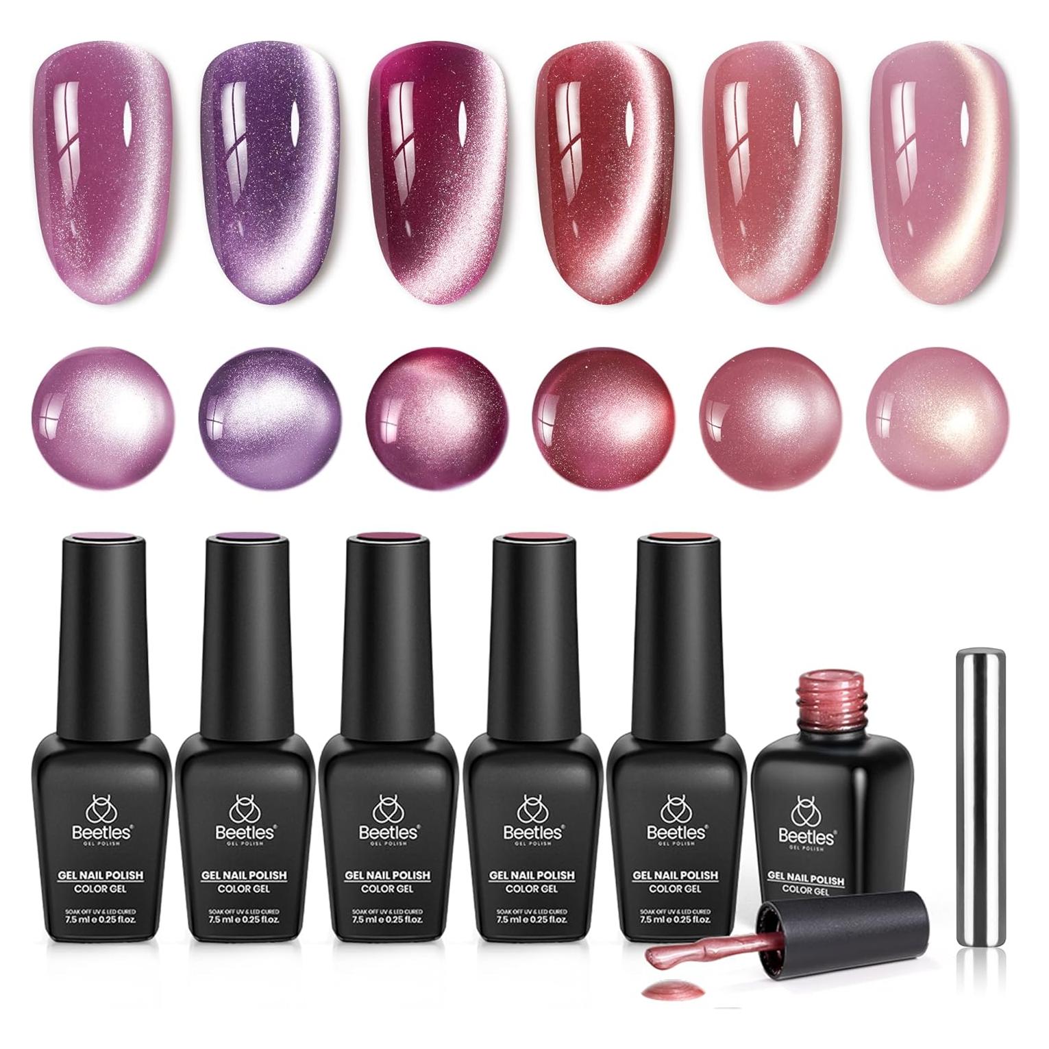 Set de Esmalte de Uñas Gel Cat Eye Beetles - 6 Colores Rosa
