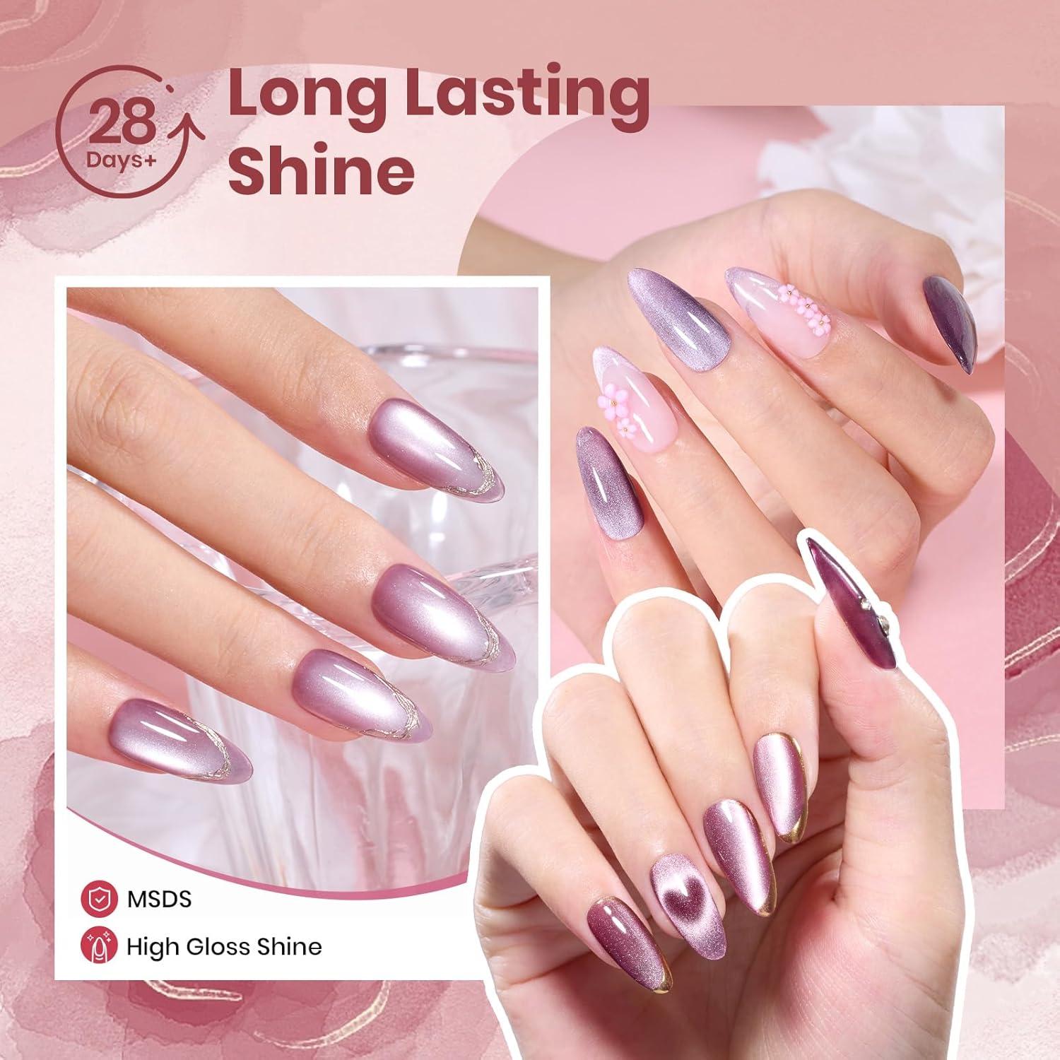 Set de Esmalte de Uñas Gel Cat Eye Beetles - 6 Colores Rosa