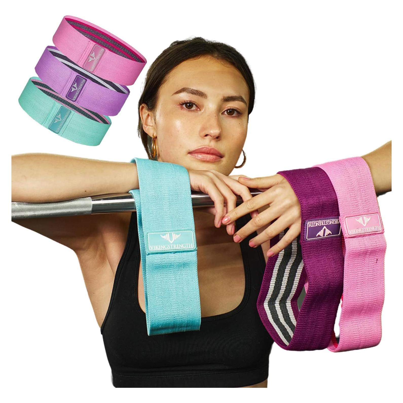 Bandas de Glúteo Vikingstrength - 3 Niveles de Resistencia Rosa