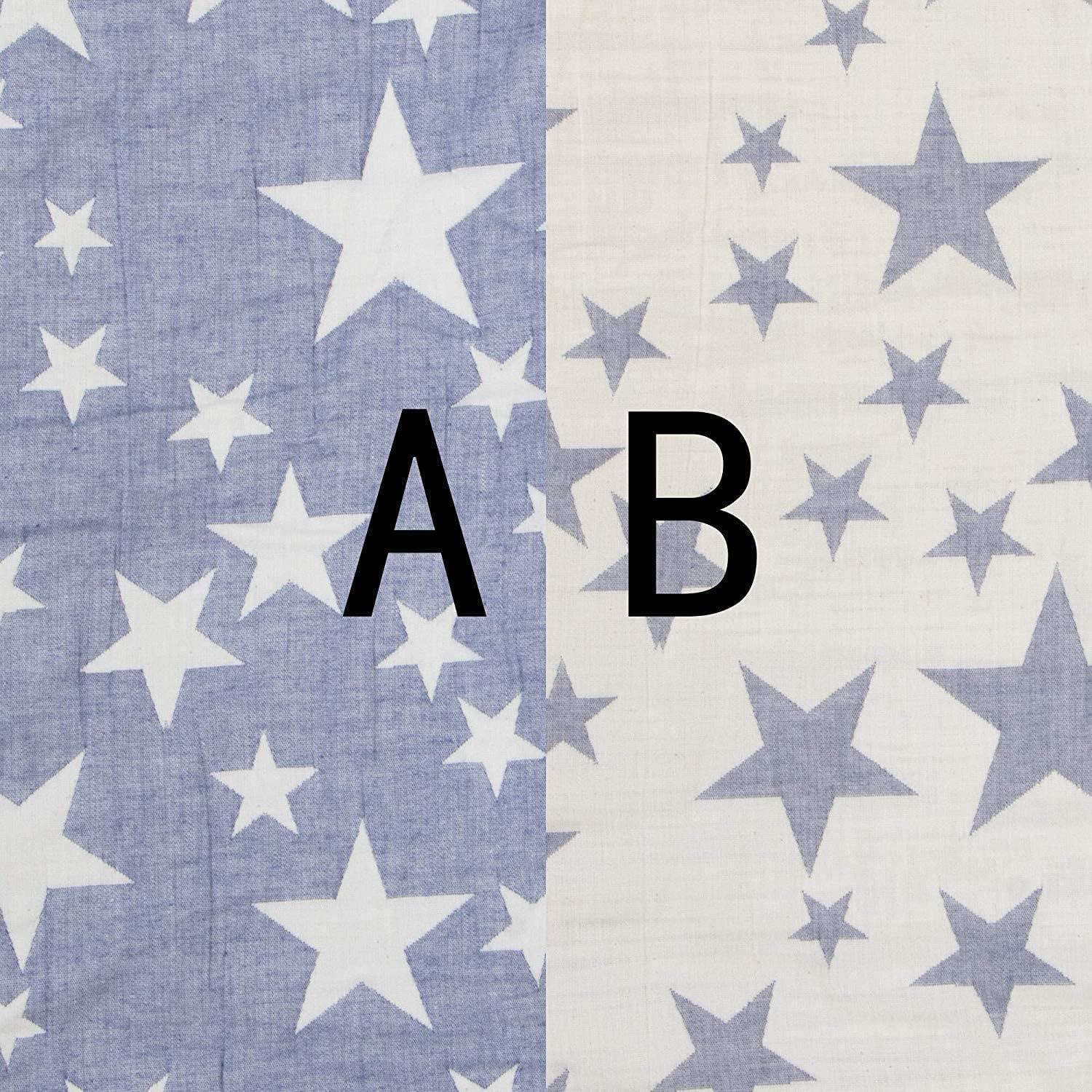 Manta de Muselina Algodón NTBAY Individual 173x234 cm Estrellas Azules