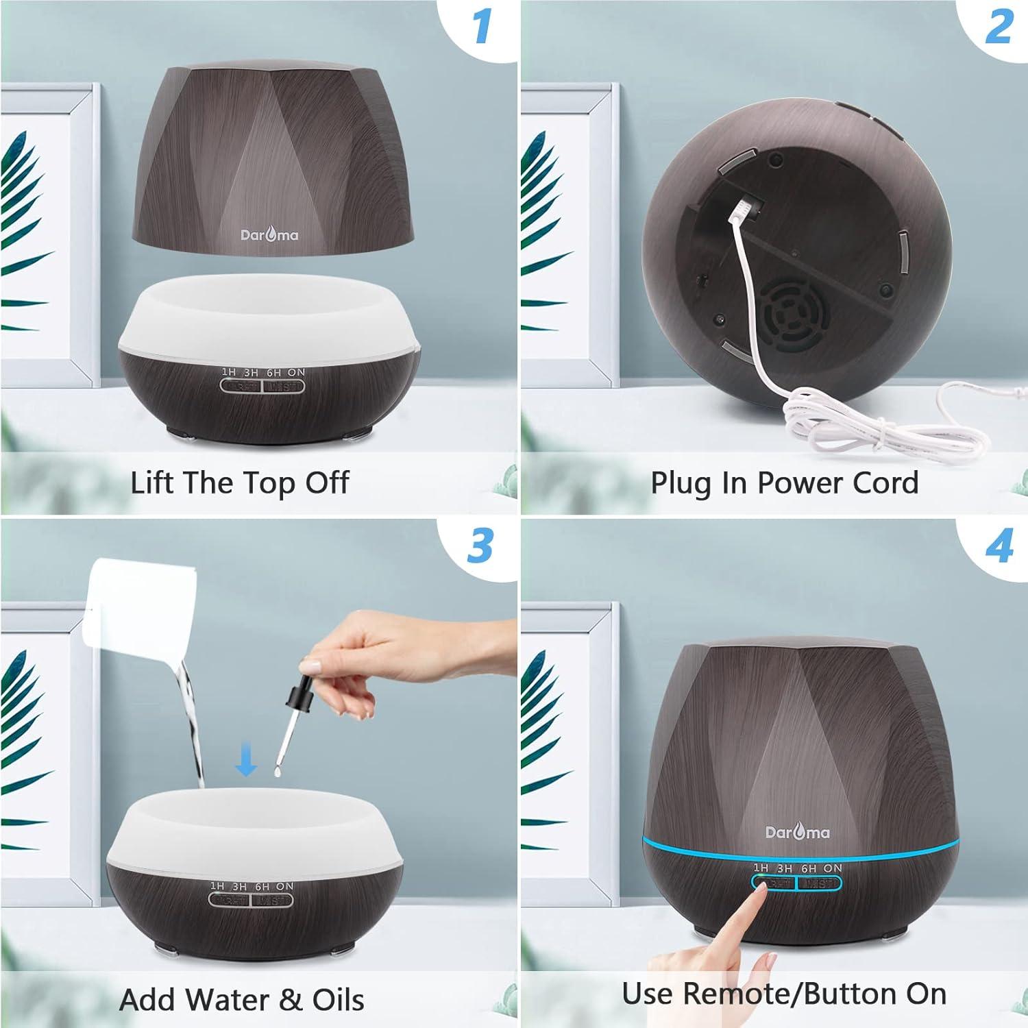 Difusor de Aceite Esencial DAROMA 550ml Control Remoto LED